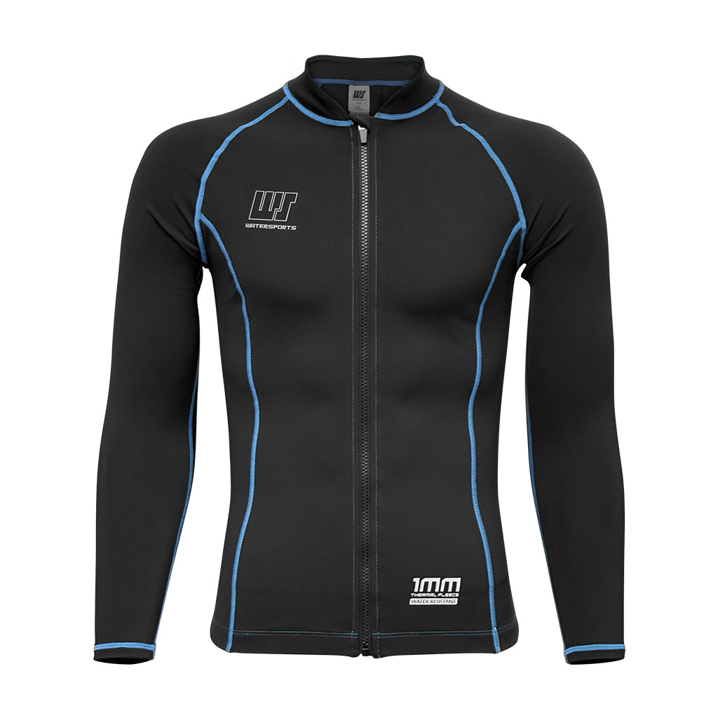 1mm 中性抗水抓毛游泳保暖夾克 - 黑/藍