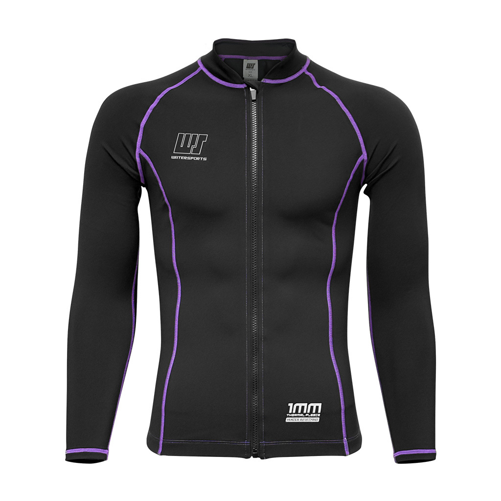 1mm 中性抗水抓毛游泳保暖夾克 - 黑/紫