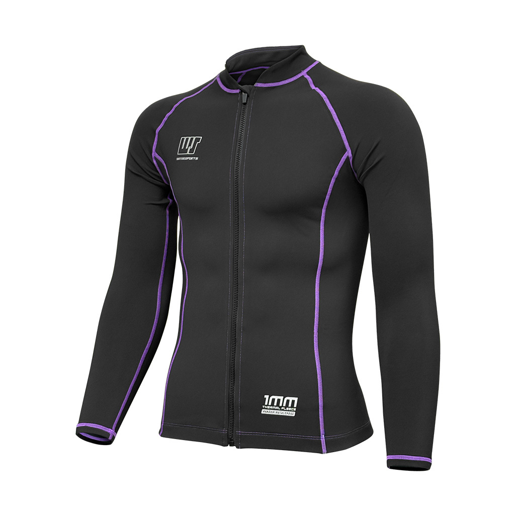 1mm 中性抗水抓毛游泳保暖夾克 - 黑/紫