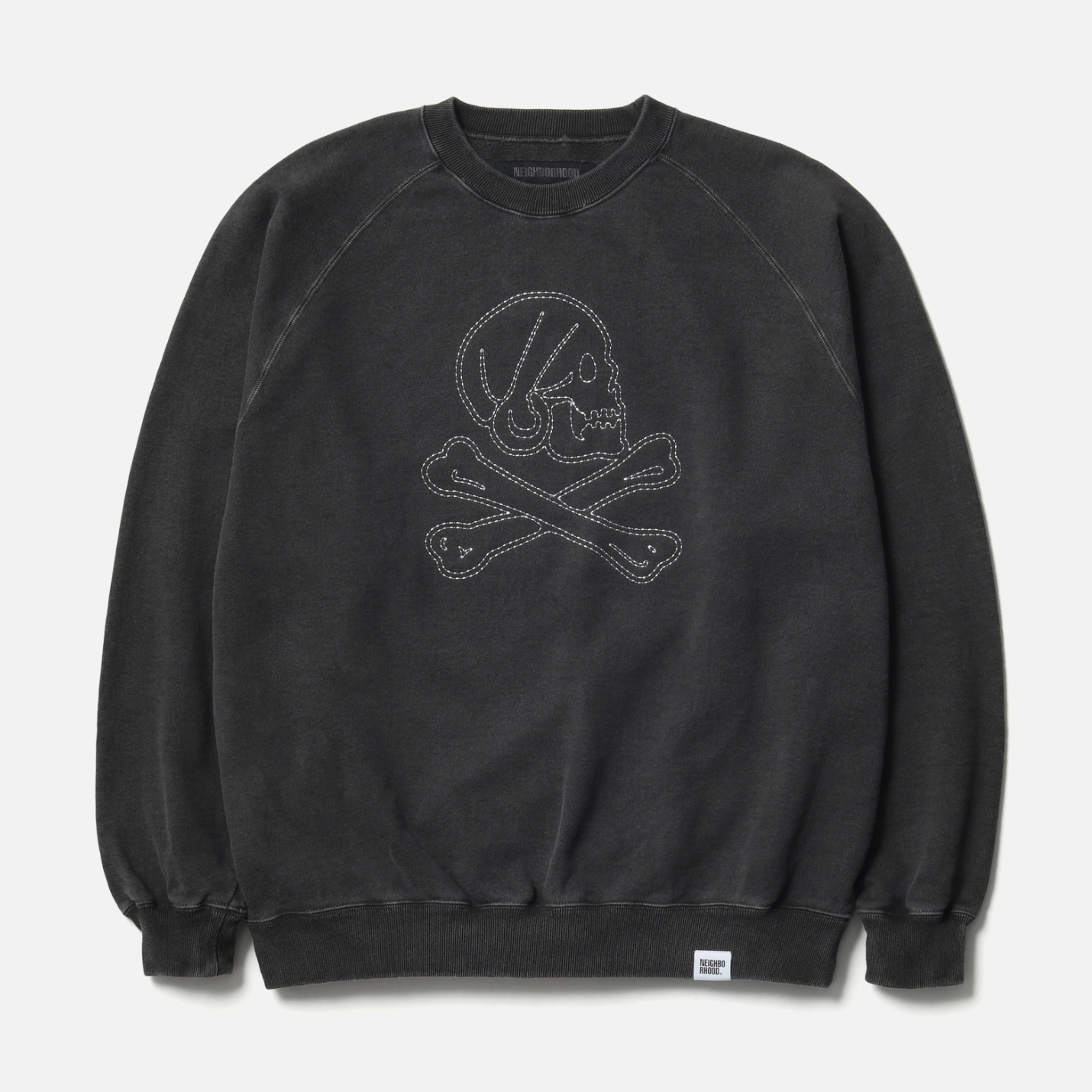 -(B3a03)-NEIGHBORHOOD  PIGMENT DYED SWEAT SHIRT LS  刺繡 骷顱 車縫線 落肩款 衛衣 大學Ｔ黑色/棕色/綠色/藍色 -252FPNH-CSM04