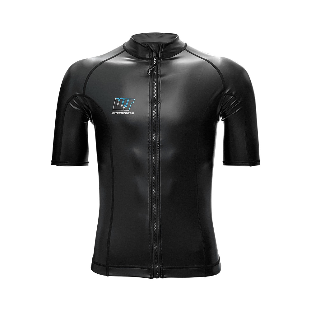 1mm 中性高領 PU 塗層游泳抓毛保暖夾克 - 黑