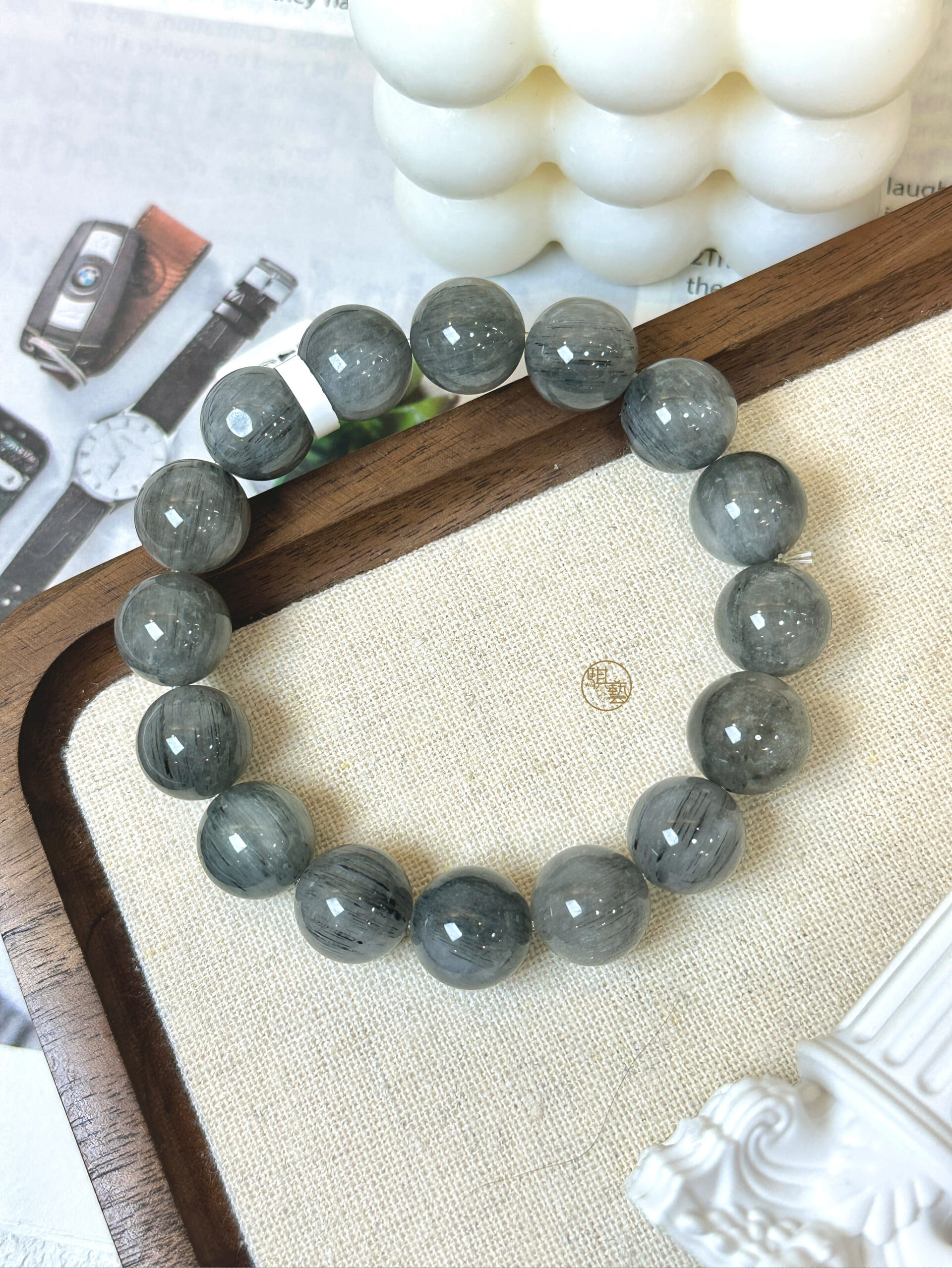 灰兔毛手串 13mm｜情緒安定 × 思緒清晰 × 柔和守護力