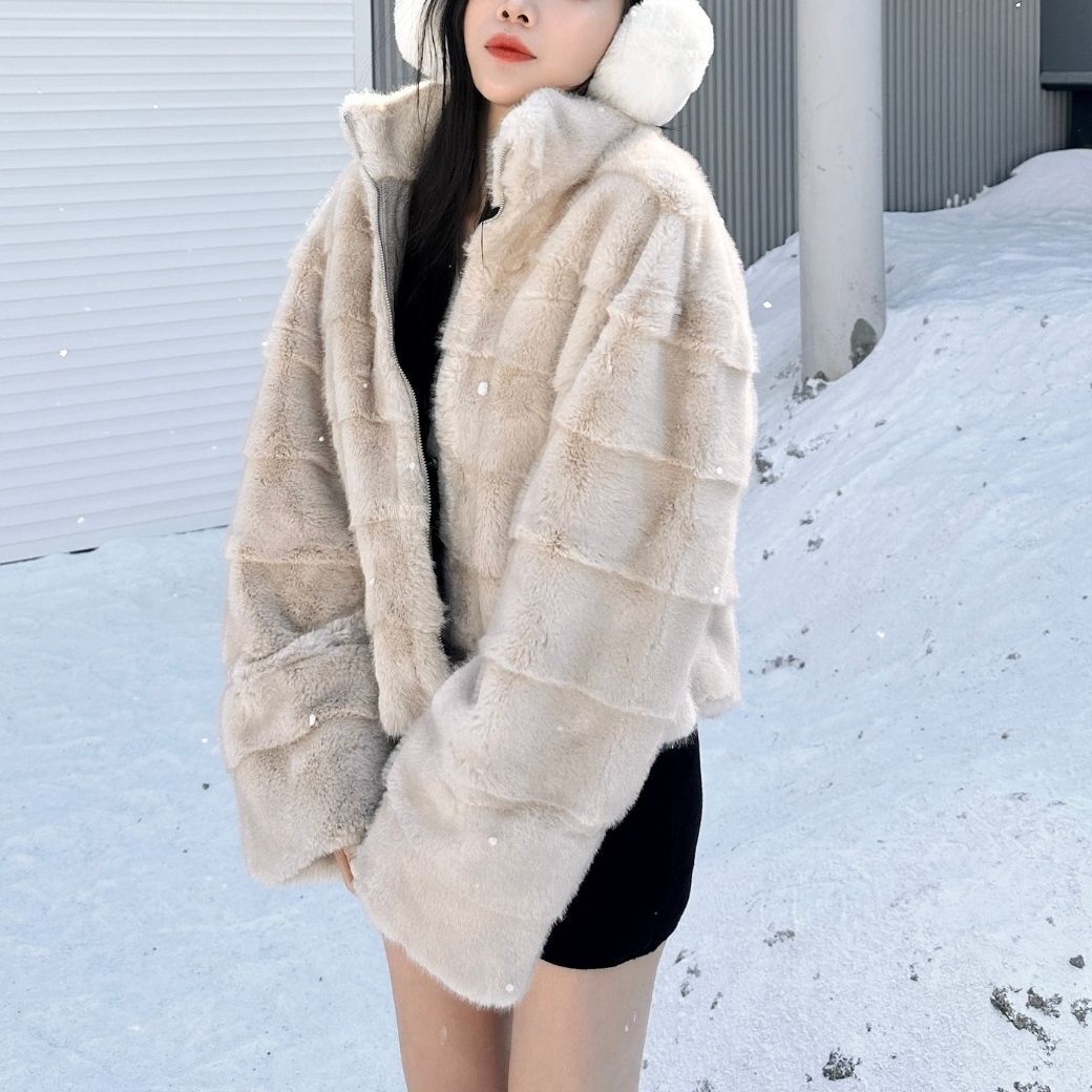 【銀狐雪感】DOMISS水貂皮草外套 店長推薦! 3色 保暖外套 皮草 外套(現+預)