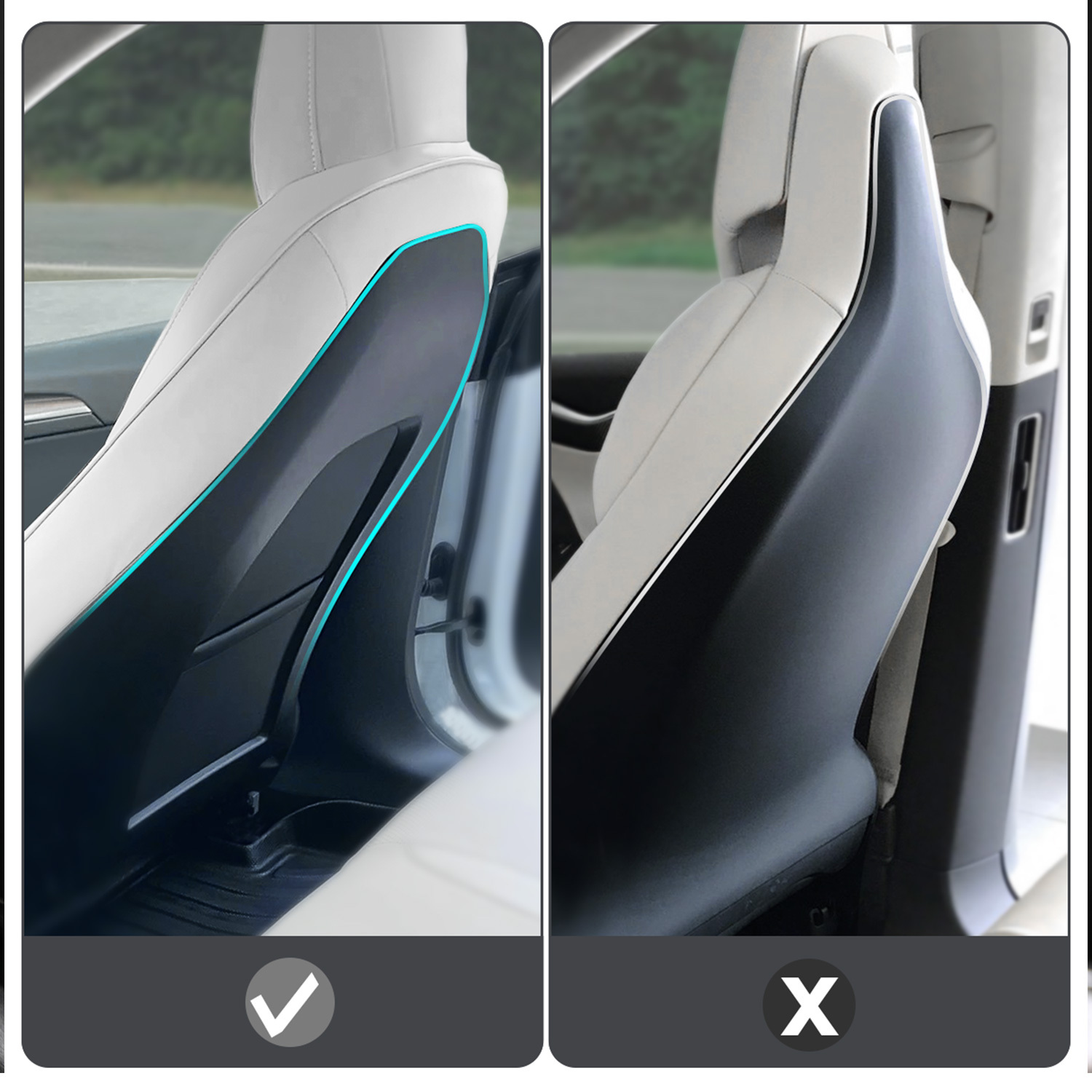 HALOBLK Tesla Model 3/Y 座椅背保護防踢墊（前排座椅背甲｜一組 2 件）