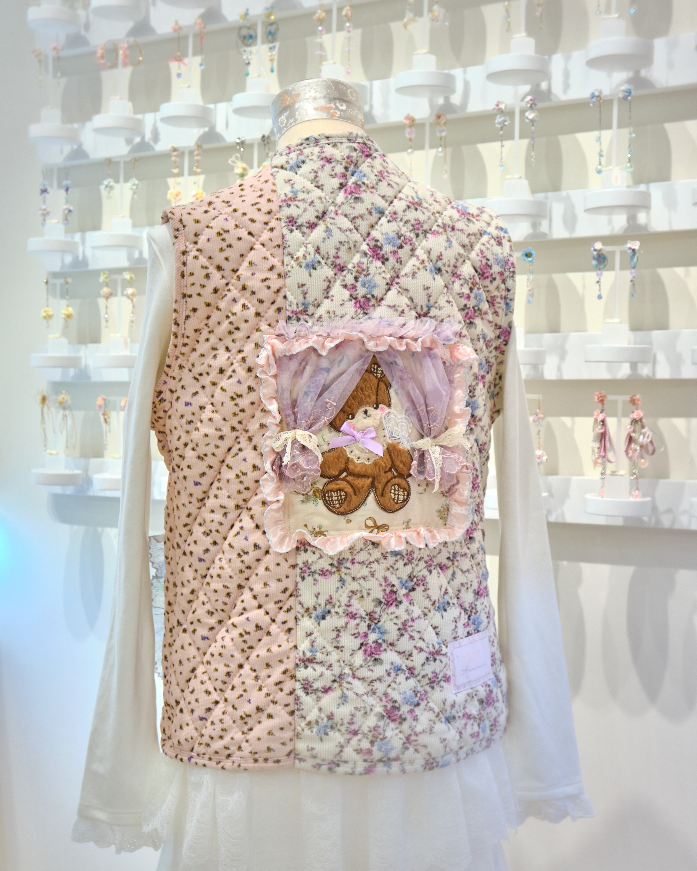 13153 Coquette Floral Quilted Heart-Back Vest Jacket