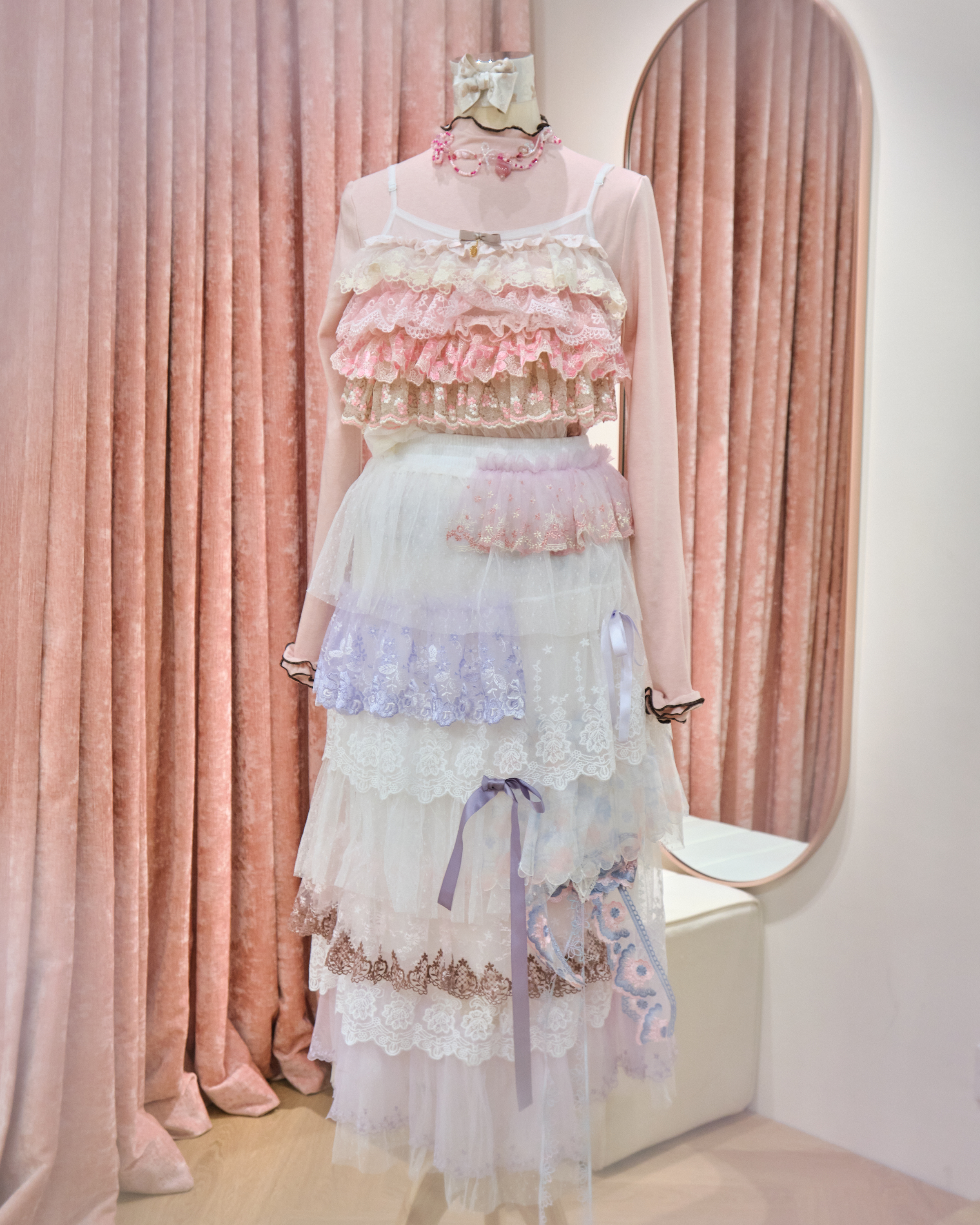 13148 Pastel Ombré Multi-Layer Embroidery Lace Cake Skirt