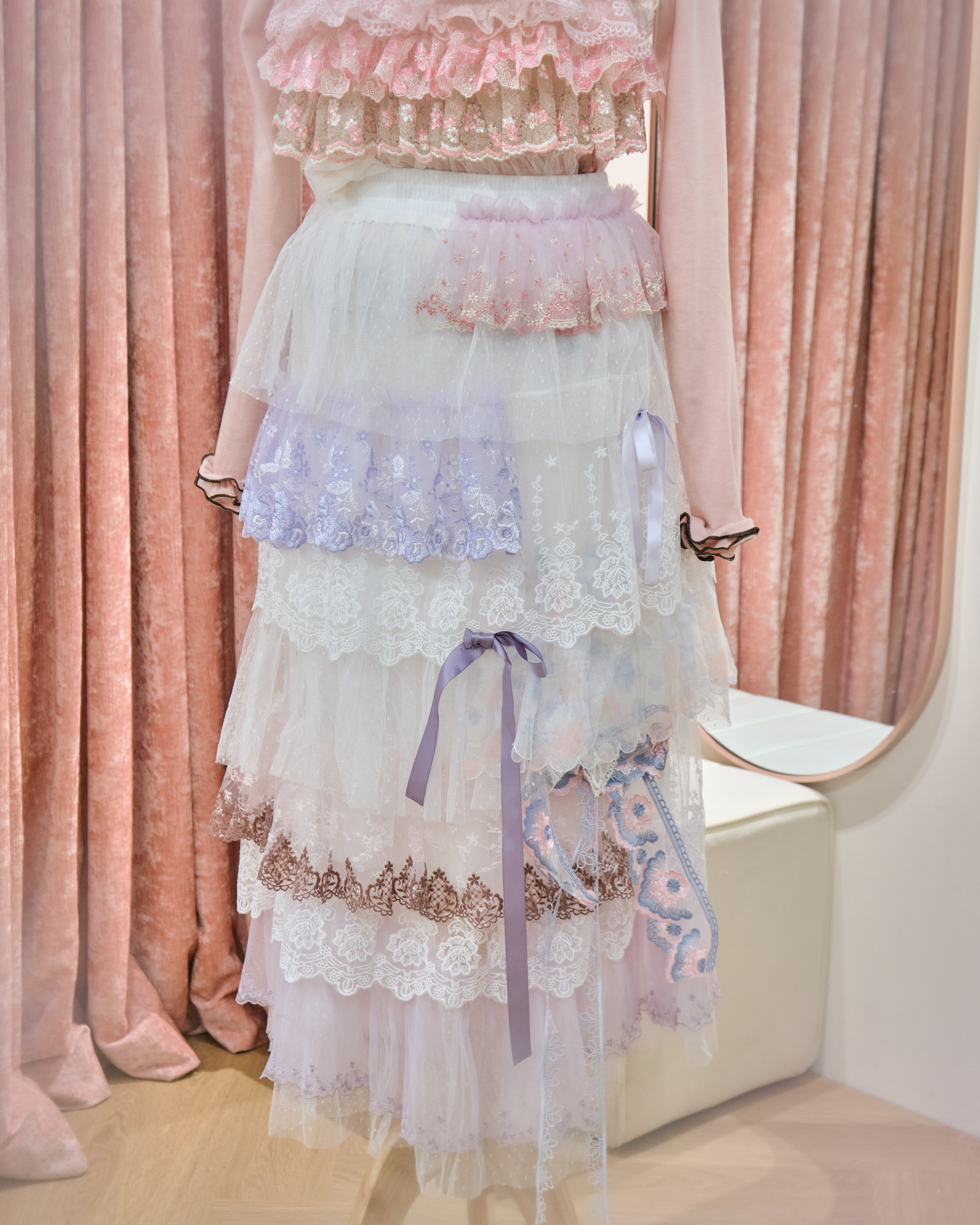 13148 Pastel Ombré Multi-Layer Embroidery Lace Cake Skirt