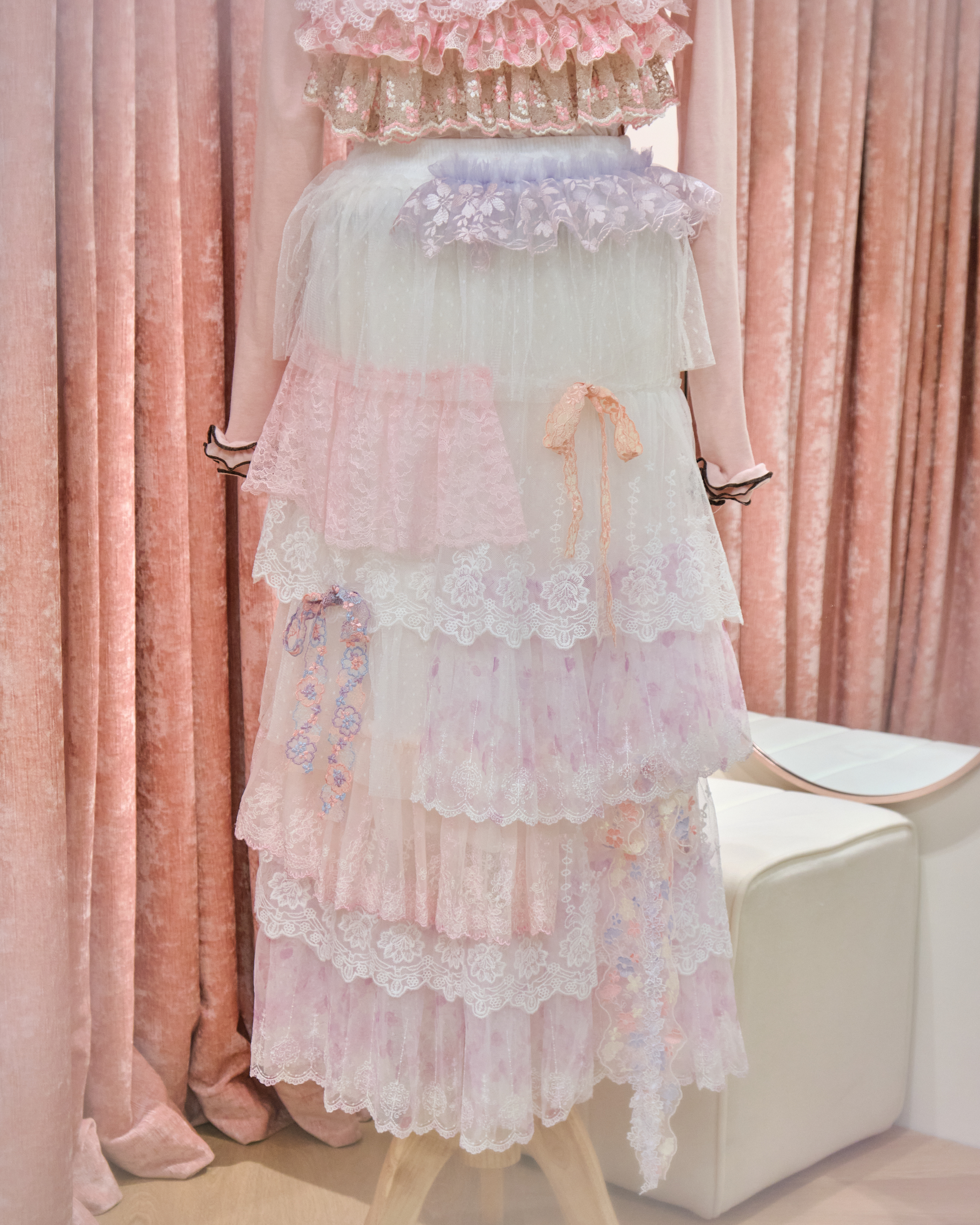 13147 Pastel Ombré Multi-Layer Embroidery Lace Cake Skirt