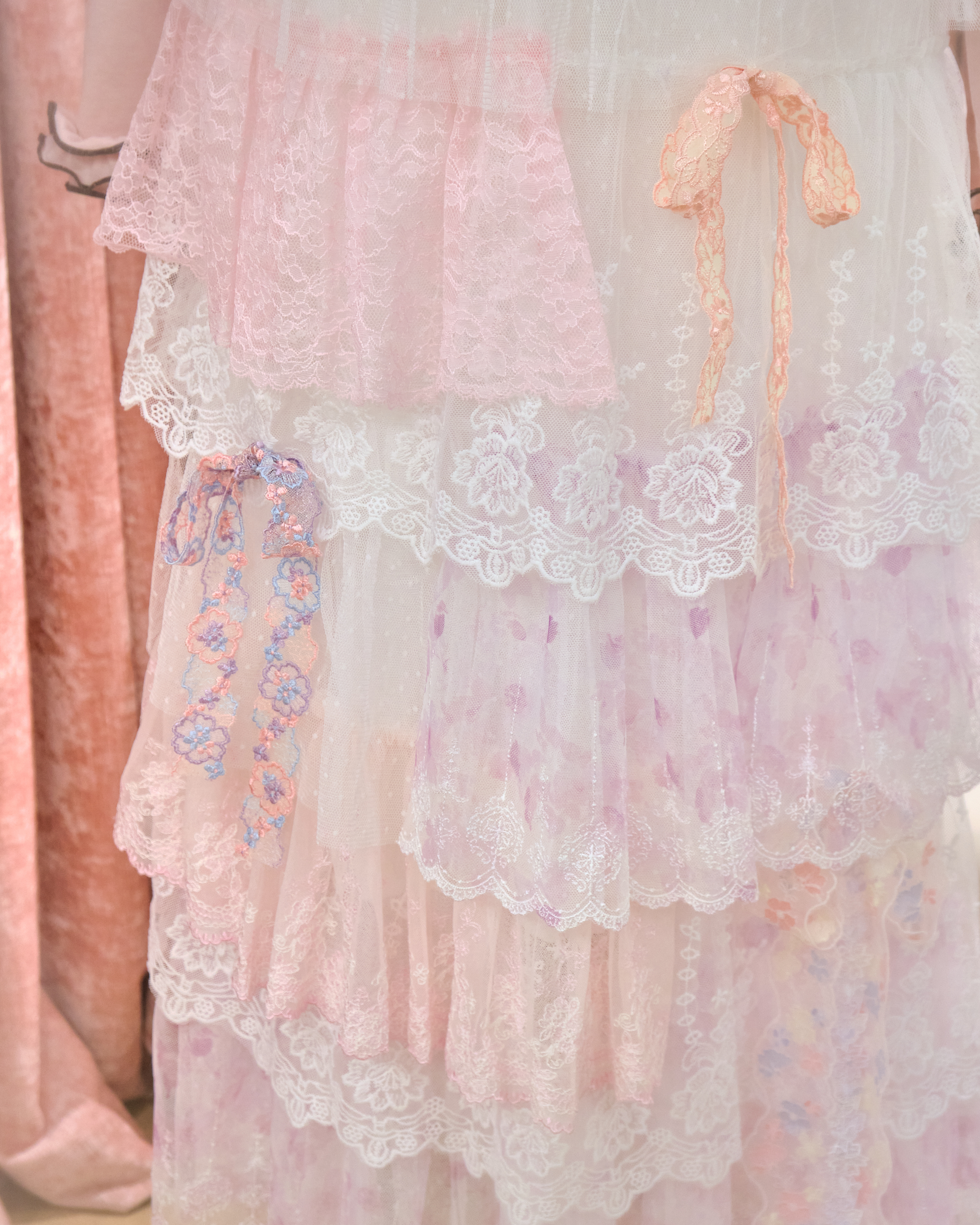 13147 Pastel Ombré Multi-Layer Embroidery Lace Cake Skirt