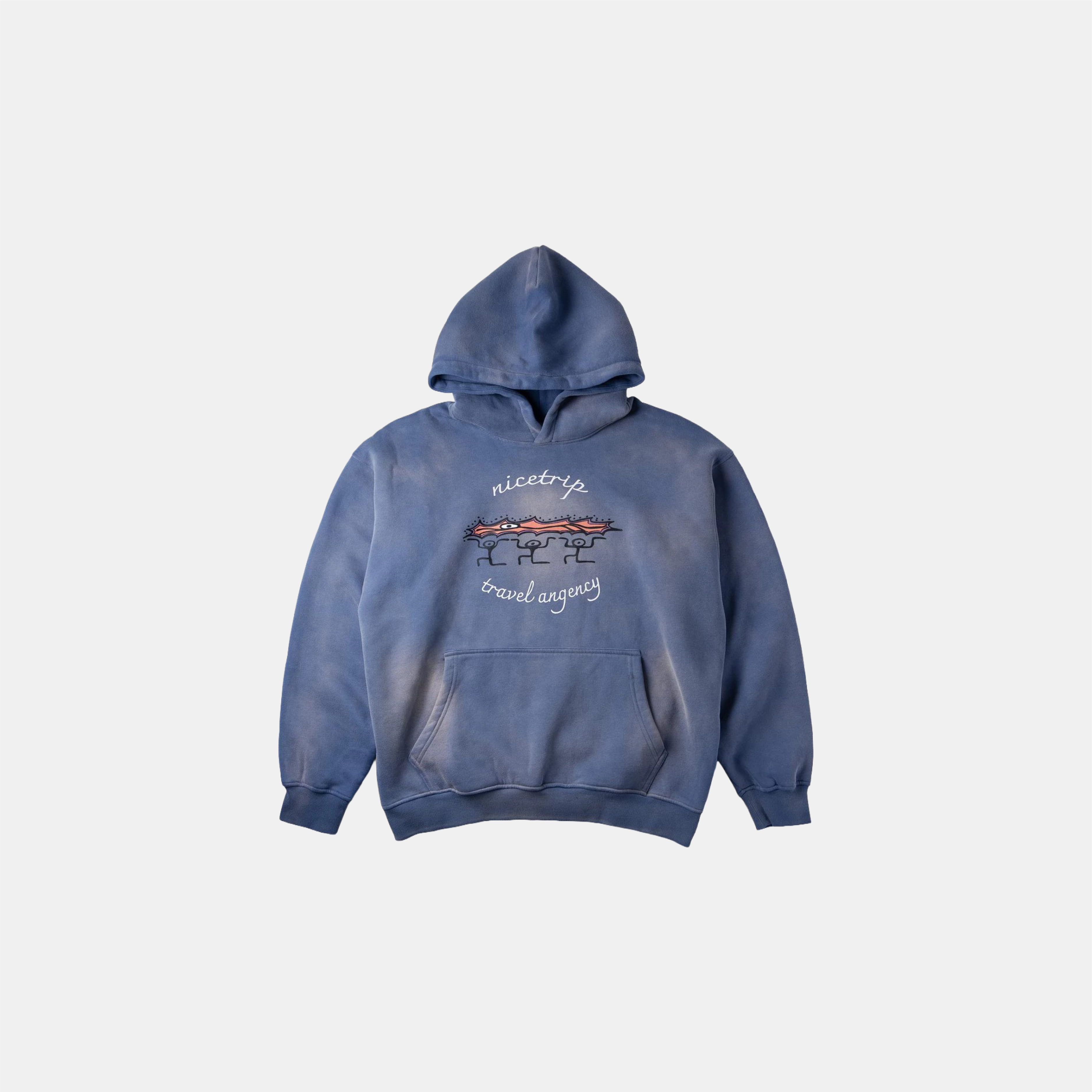 NICE TRIP ® Travel Angency Hoodie 寬鬆 水洗 做舊 帽T
