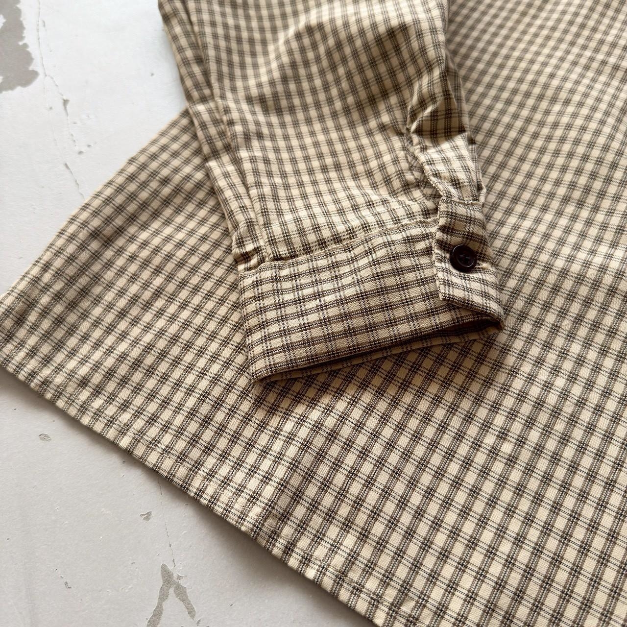 老花格紋棉麻寬短版襯衫 98343