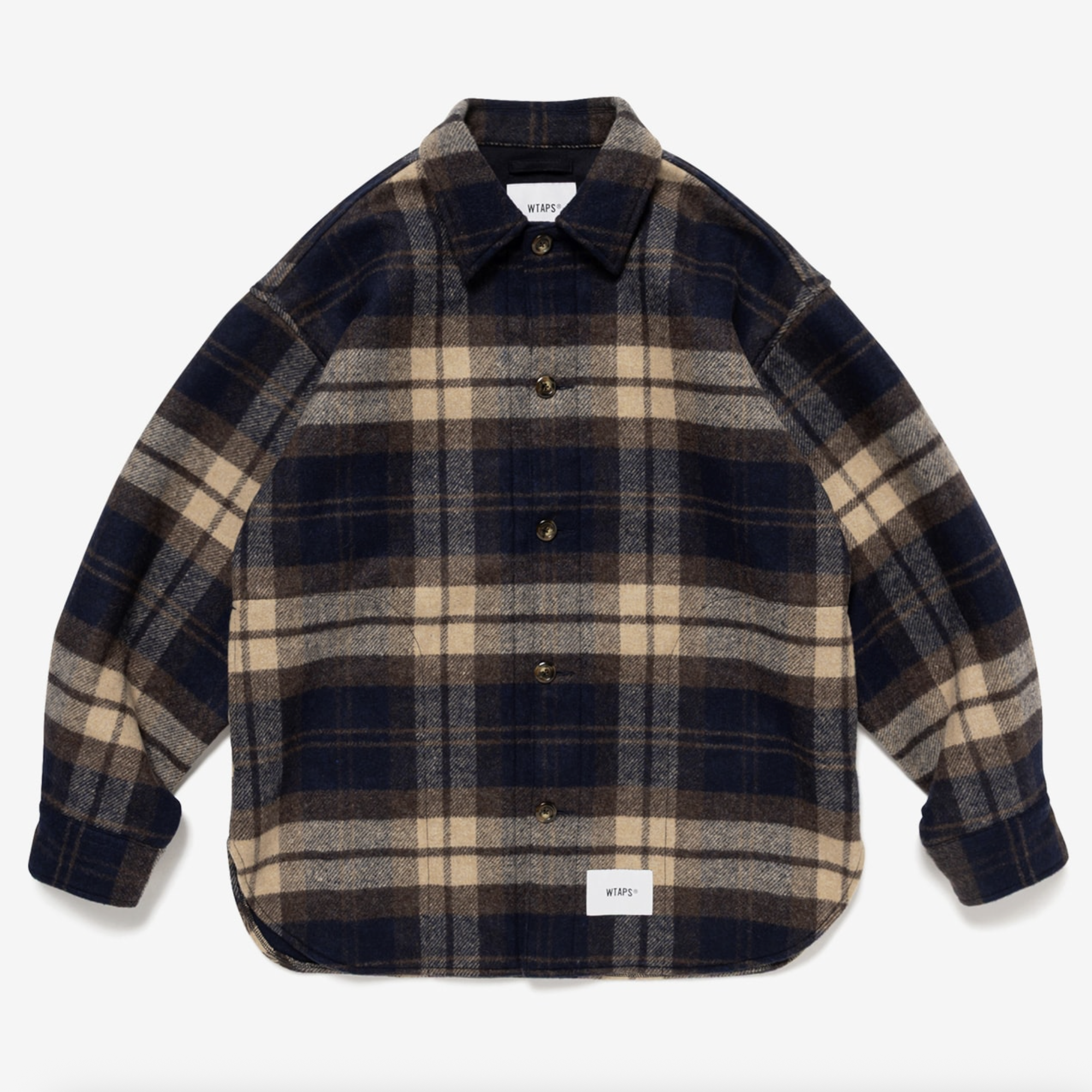 -(B6c)-WTAPS WCPO / JACKET / WOPL. MELTON. TEXTILE 毛料 格紋 外套 綠色/卡其-252WVDT-JKM05