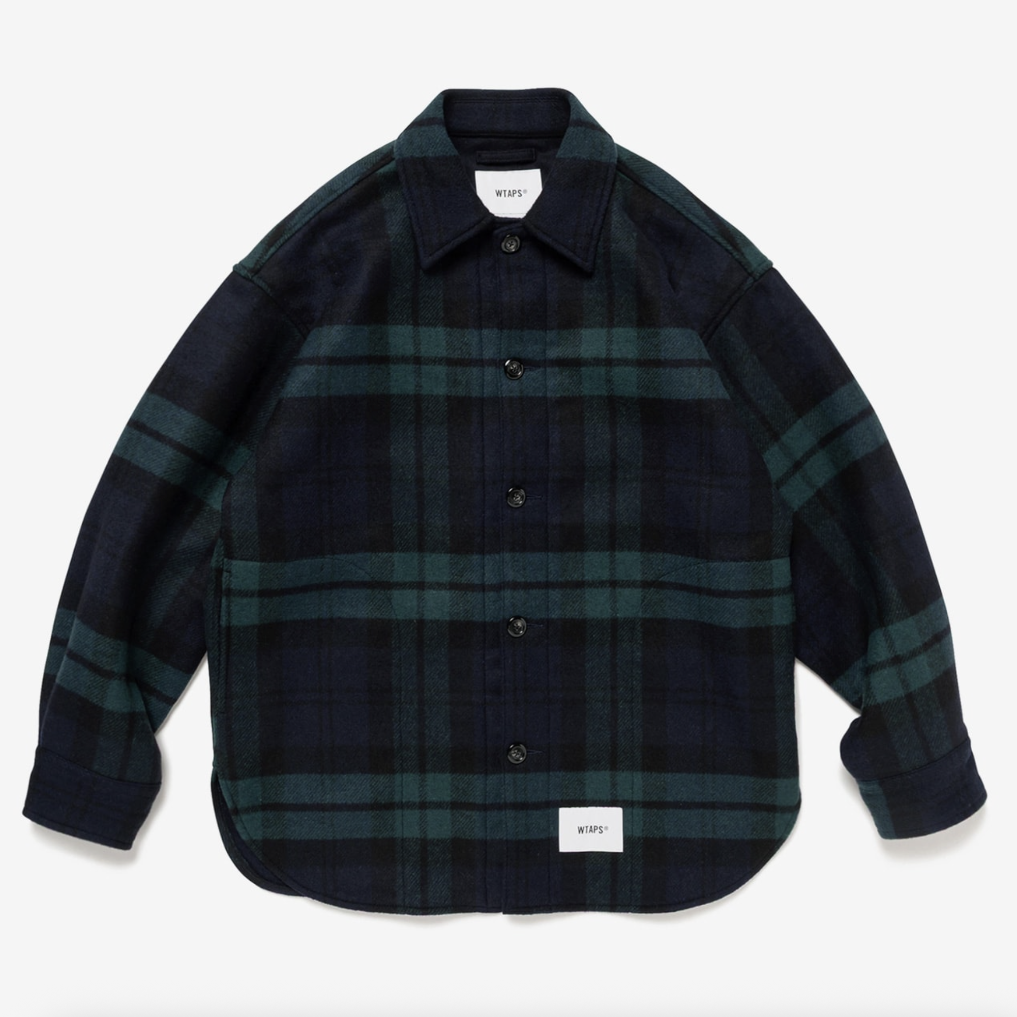-(B6c)-WTAPS WCPO / JACKET / WOPL. MELTON. TEXTILE 毛料 格紋 外套 綠色/卡其-252WVDT-JKM05