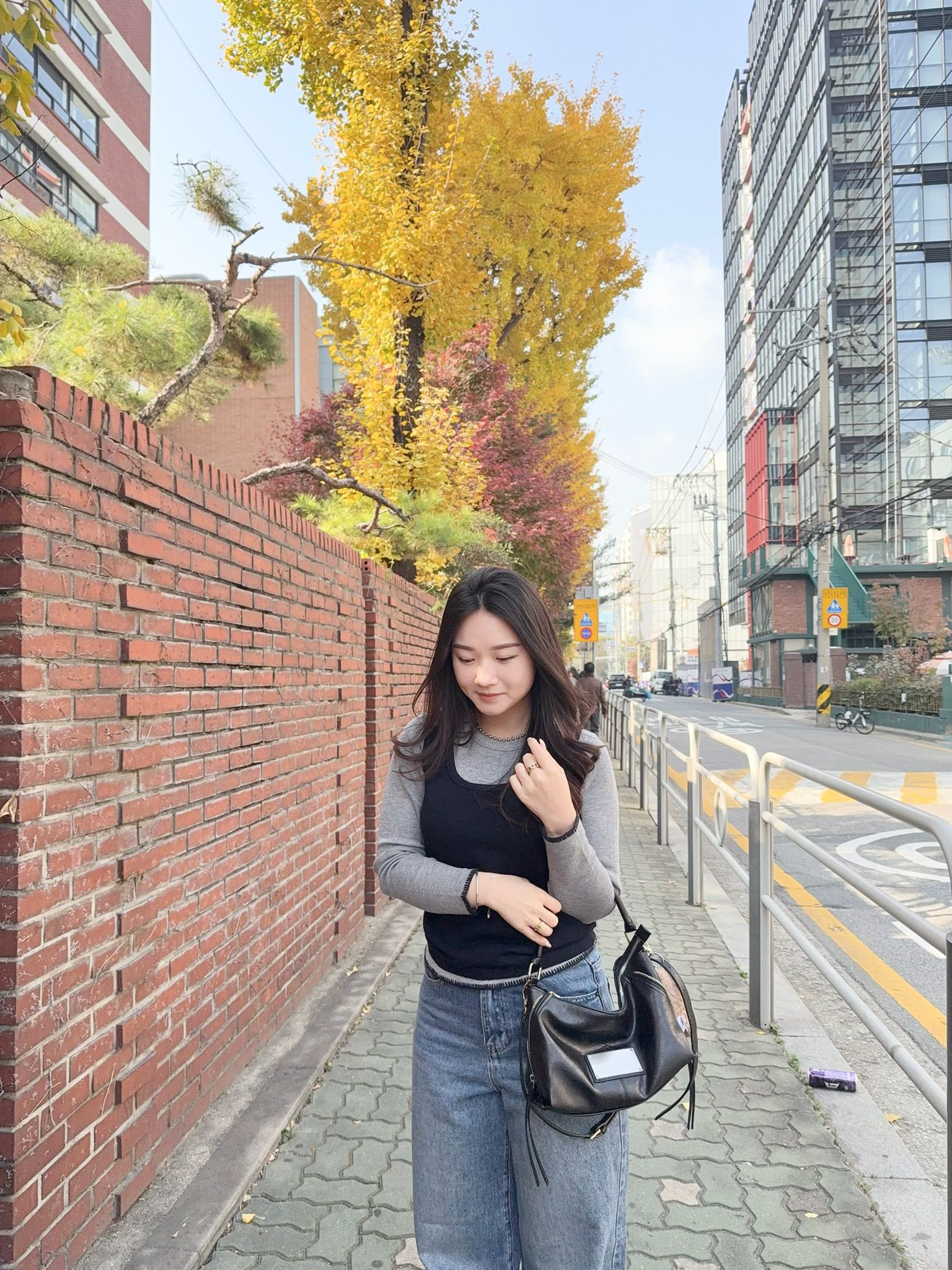 背心長袖針織套裝(深藍色)