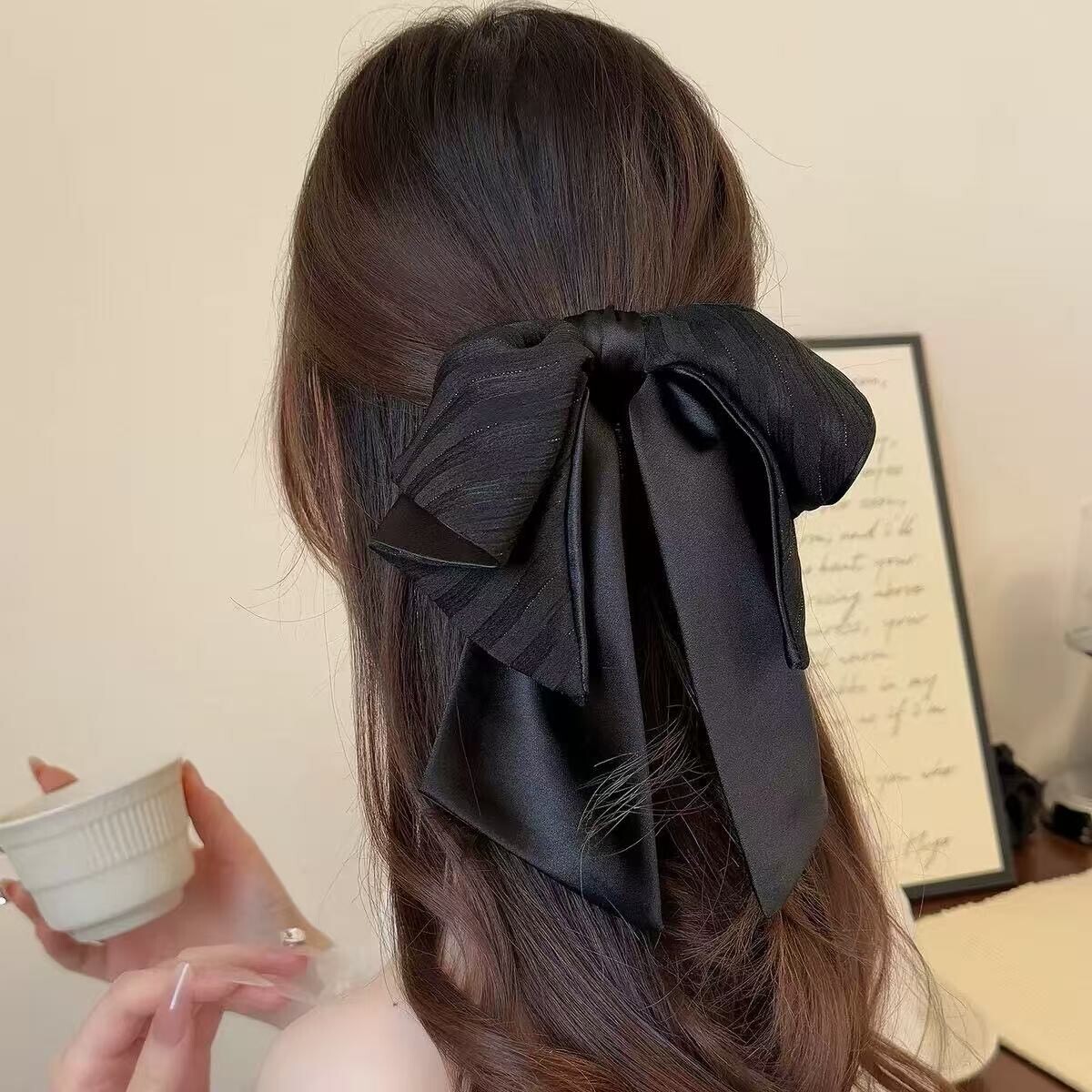 K255斜紋滑布蝴蝶結半頭鯊魚夾