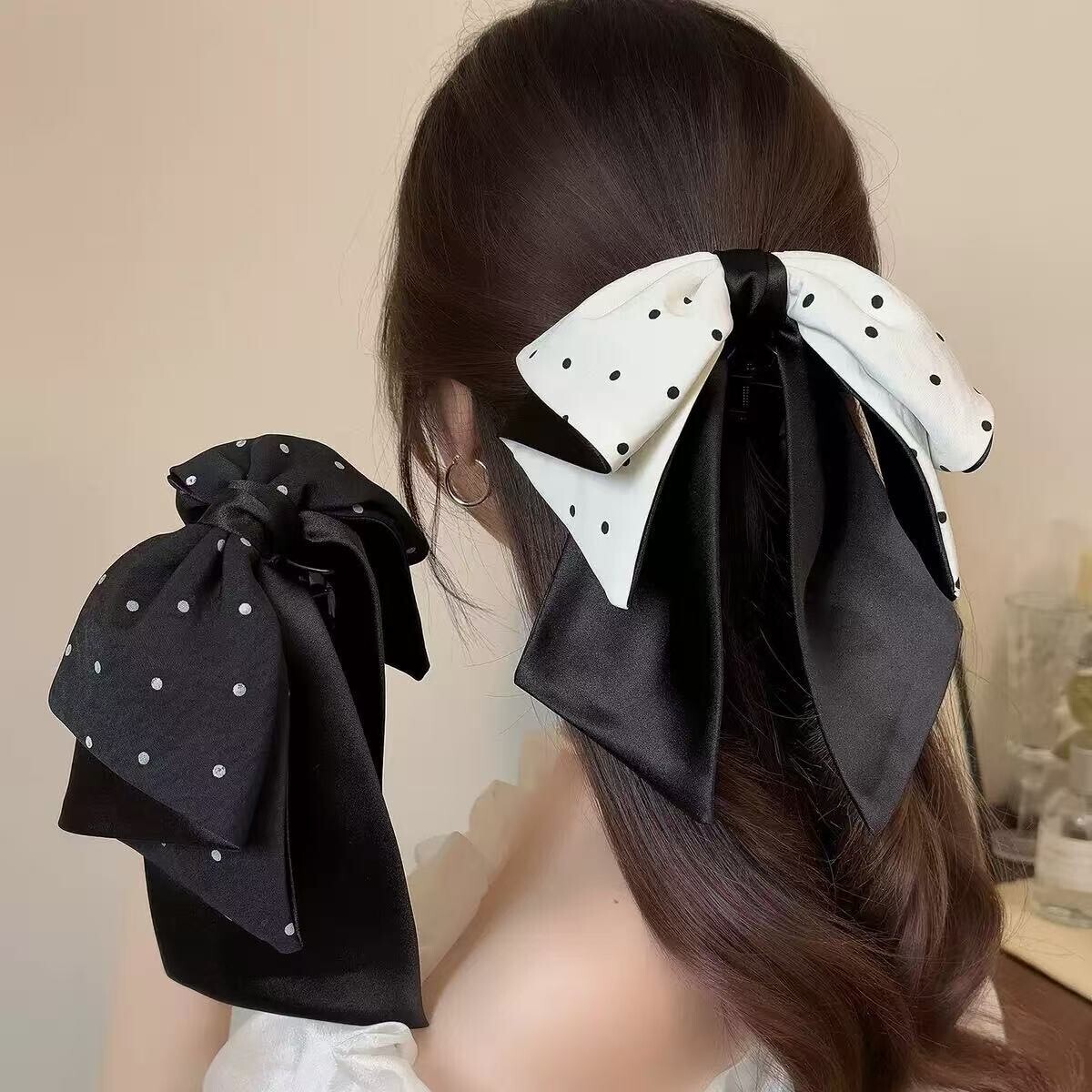 K258圓點雙層蝴蝶結半頭夾