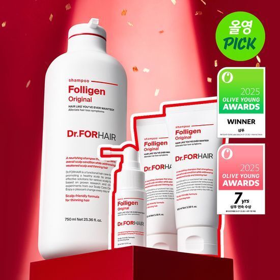《Olive Young連線》Dr.FORHAIR  Folligen Silk Shampoo 750mL Special Set +100ml*2+30ml