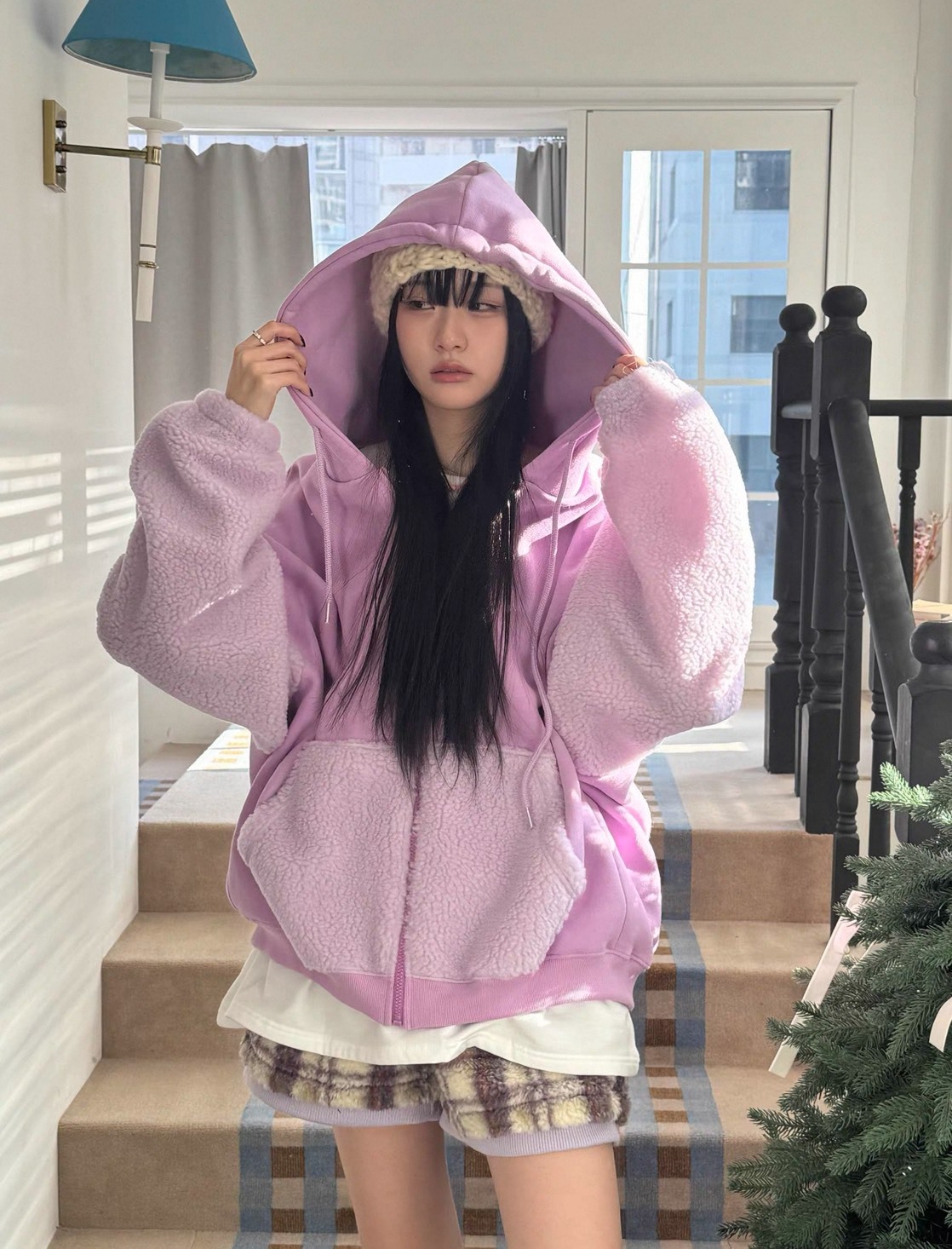 DELINE 寬鬆卡通連帽外套・加厚保暖版