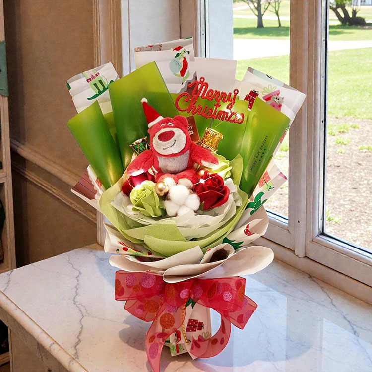 草莓熊,熊抱哥聖誕節花束Lotso bear christmas dried bouquet