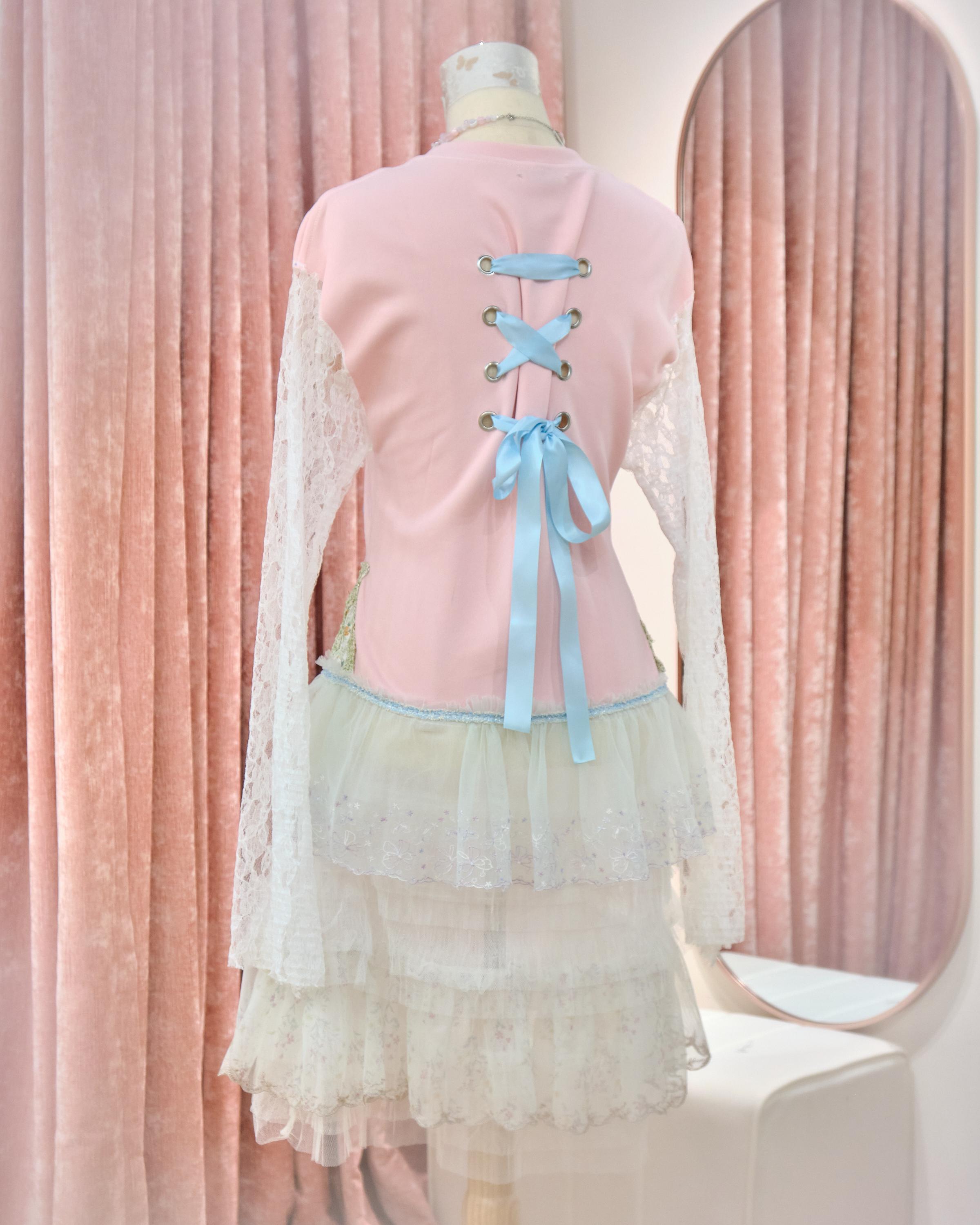 13129 Heart Window Lace Long Sweater OP Dress