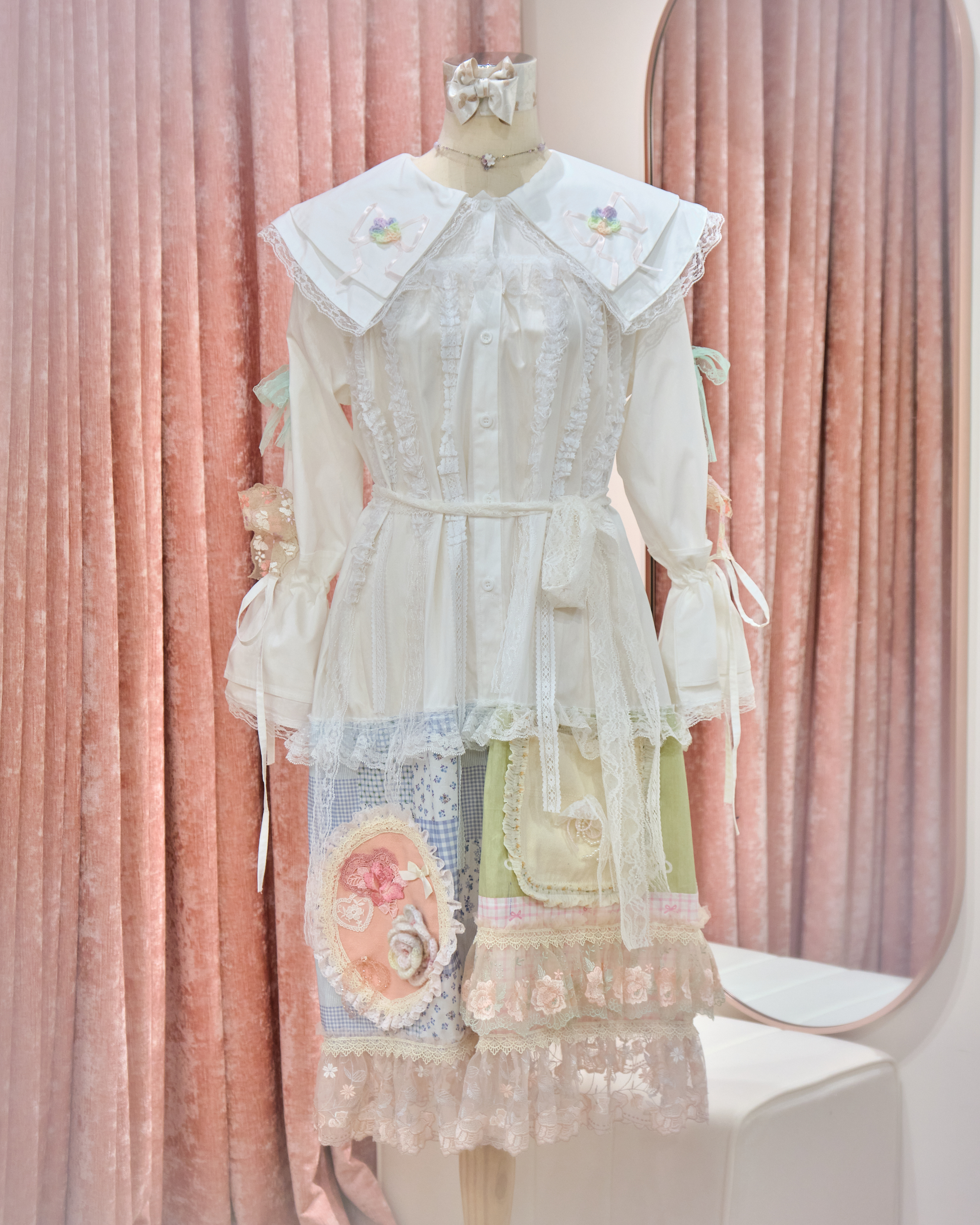 13120 Sailor Lace Collar Forest Patchwork Lace OP Long Dress