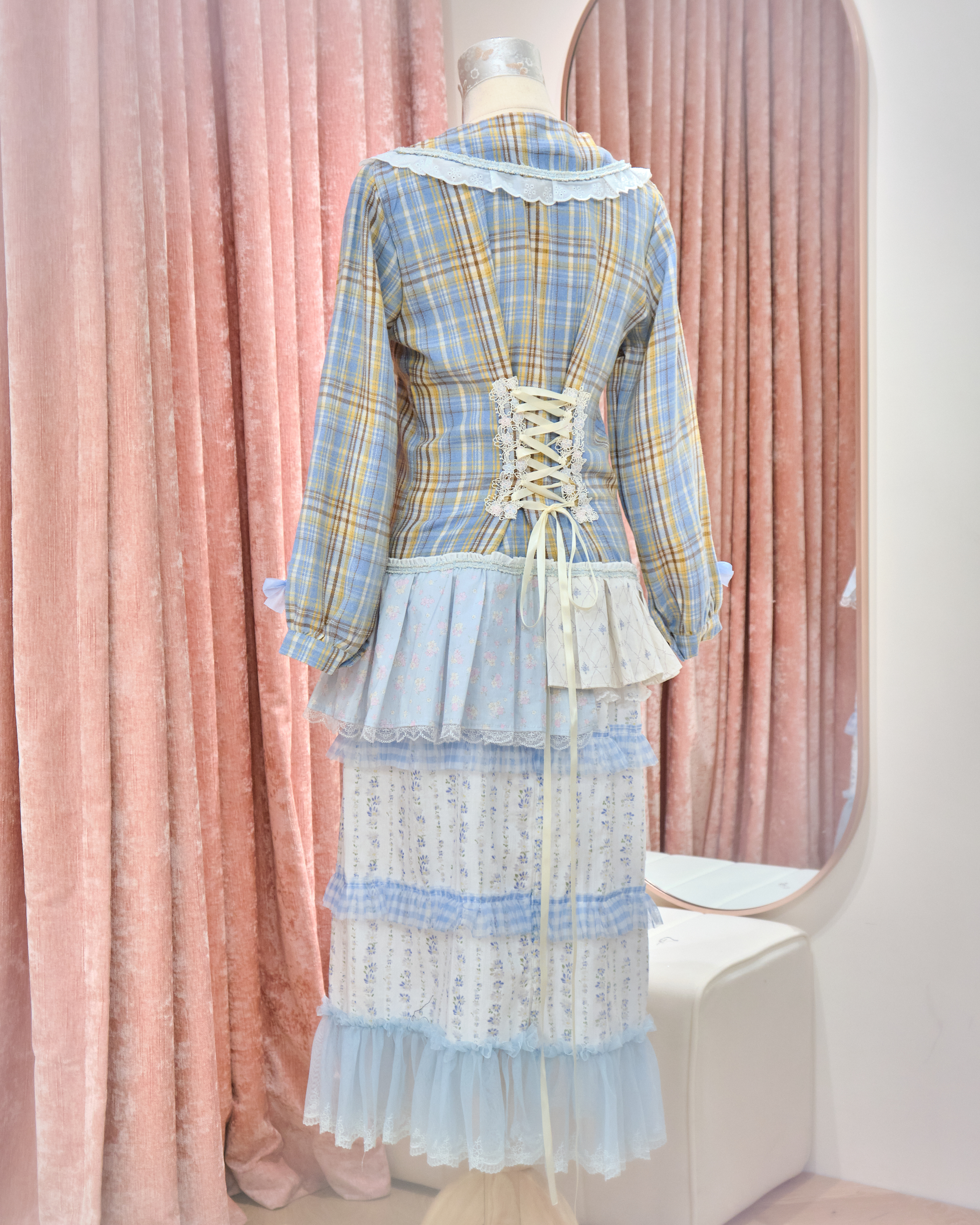 13122 Sailor Lace Collar Forest Patchwork Lace OP Long Dress