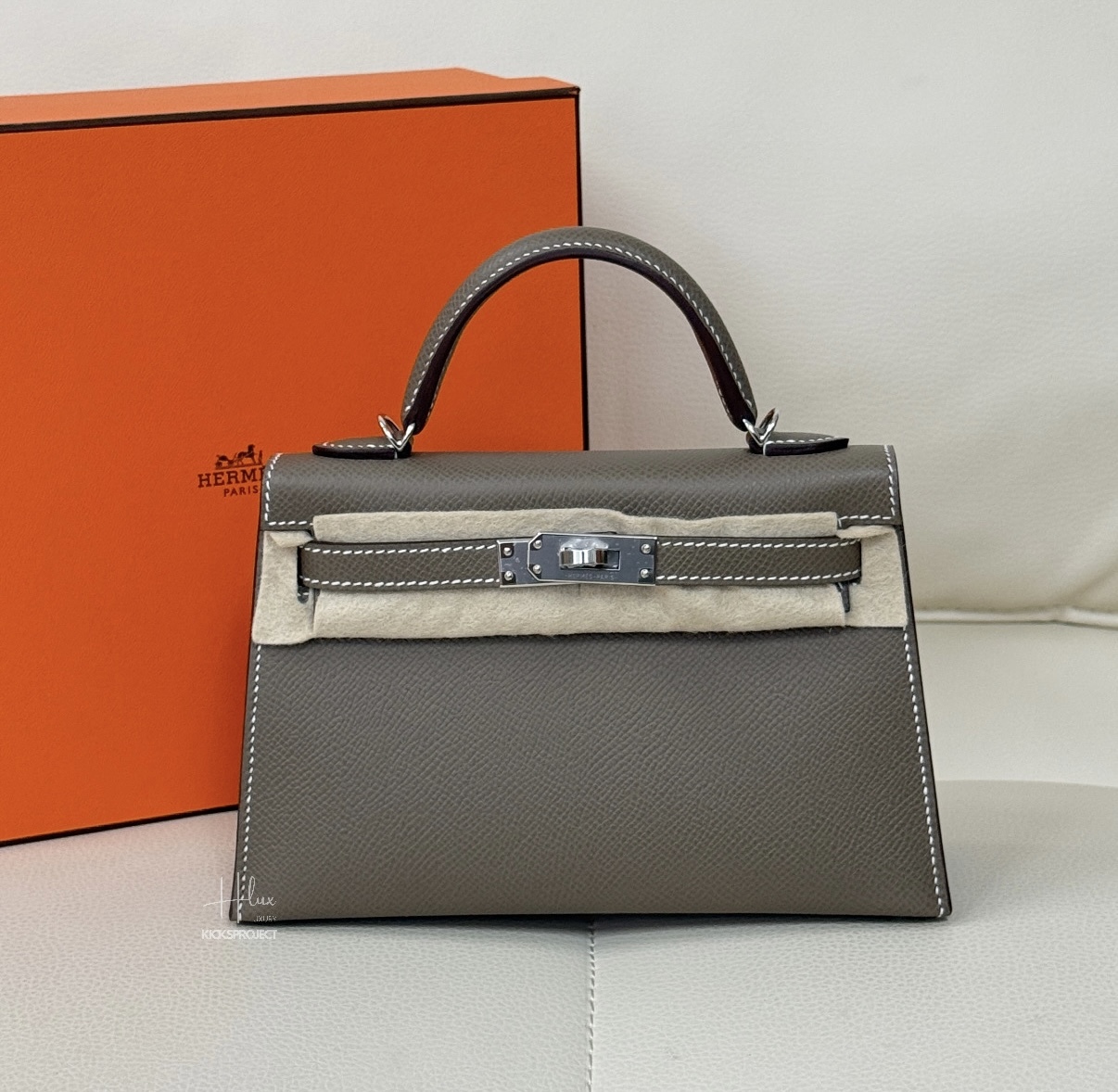 Hermes mini Kelly 2 大象灰 銀扣