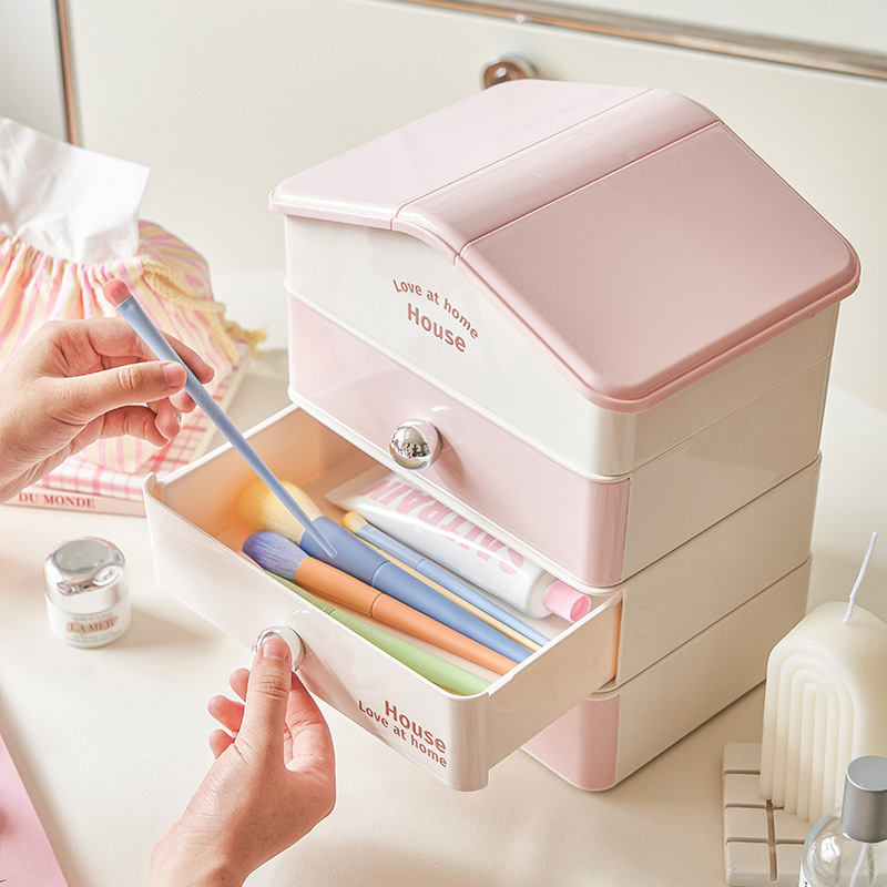 《6423》房屋造型多層桌面收納架