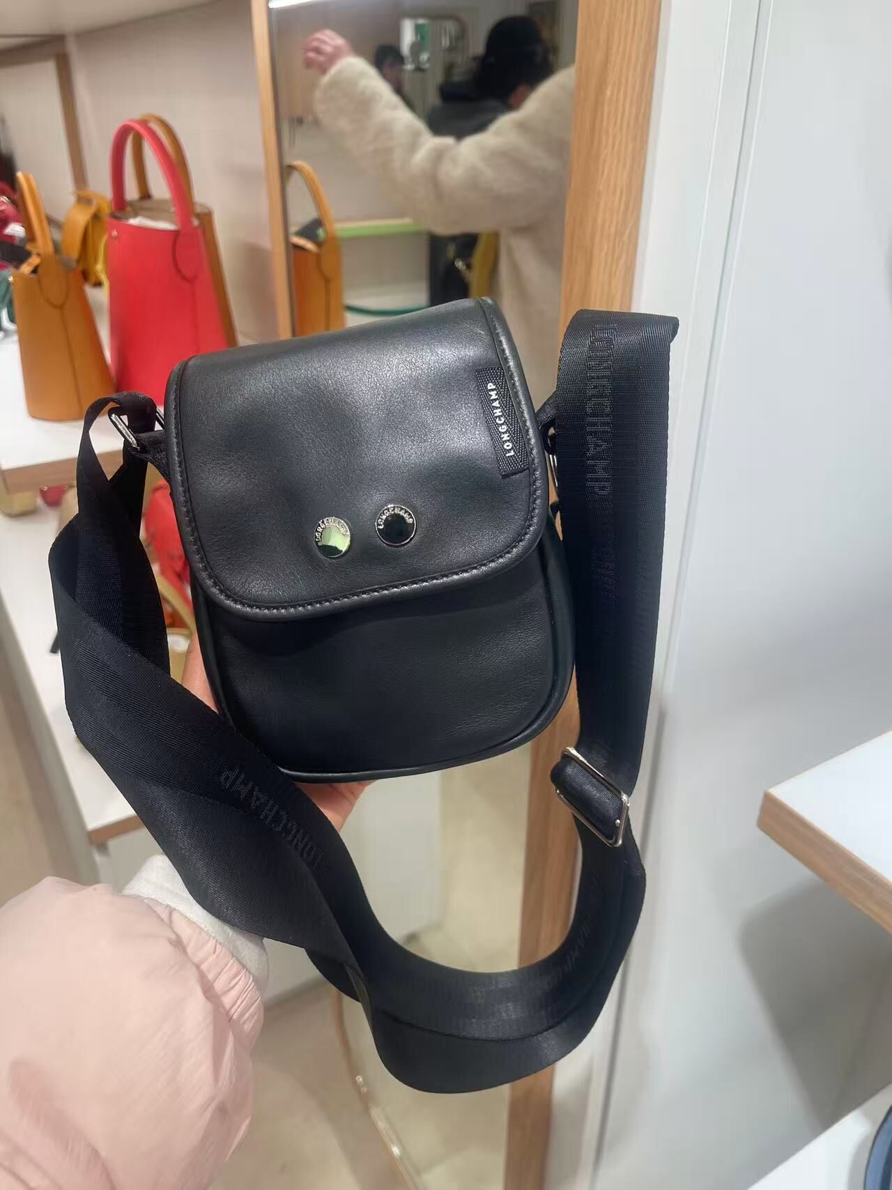 Longchamp HEK small zip crossbody bag black and blue 10246