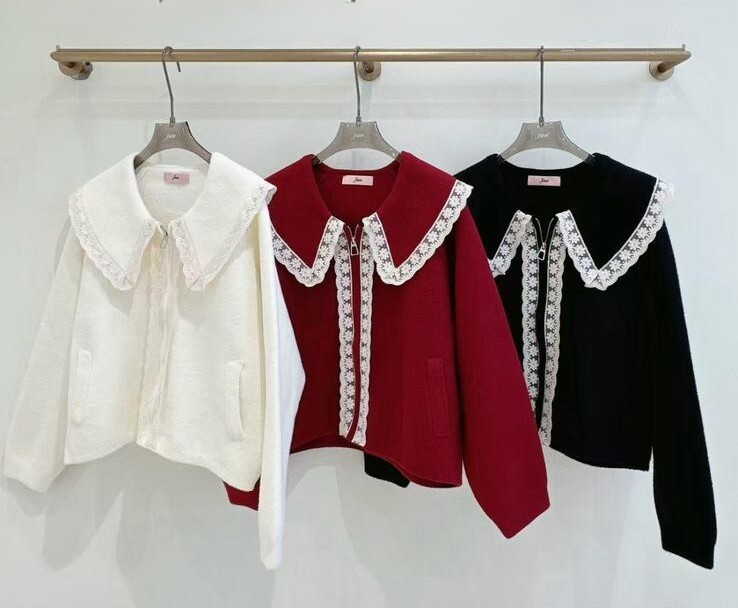 J69 韓國🇰🇷lace拉鏈外套 胸40-47 長21.5 $449