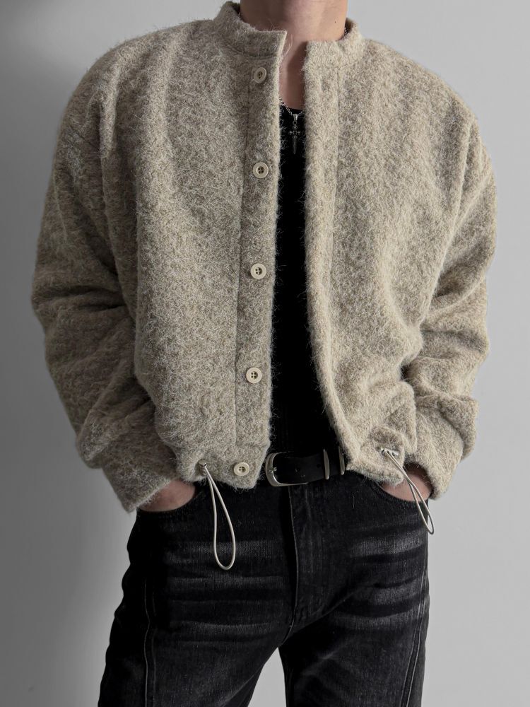 冬季抽繩短款開衫