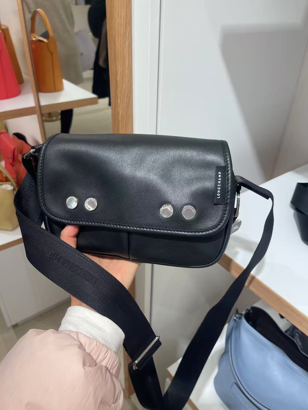 Longchamp HEK crossbody flap bag black 10220