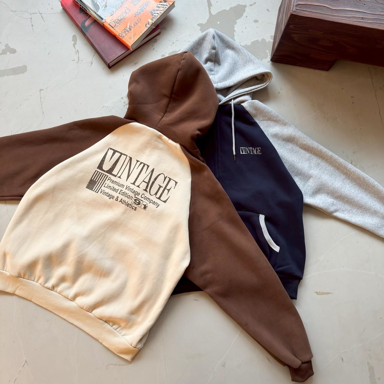 VINTAGE撞色拼接連帽外套 98320