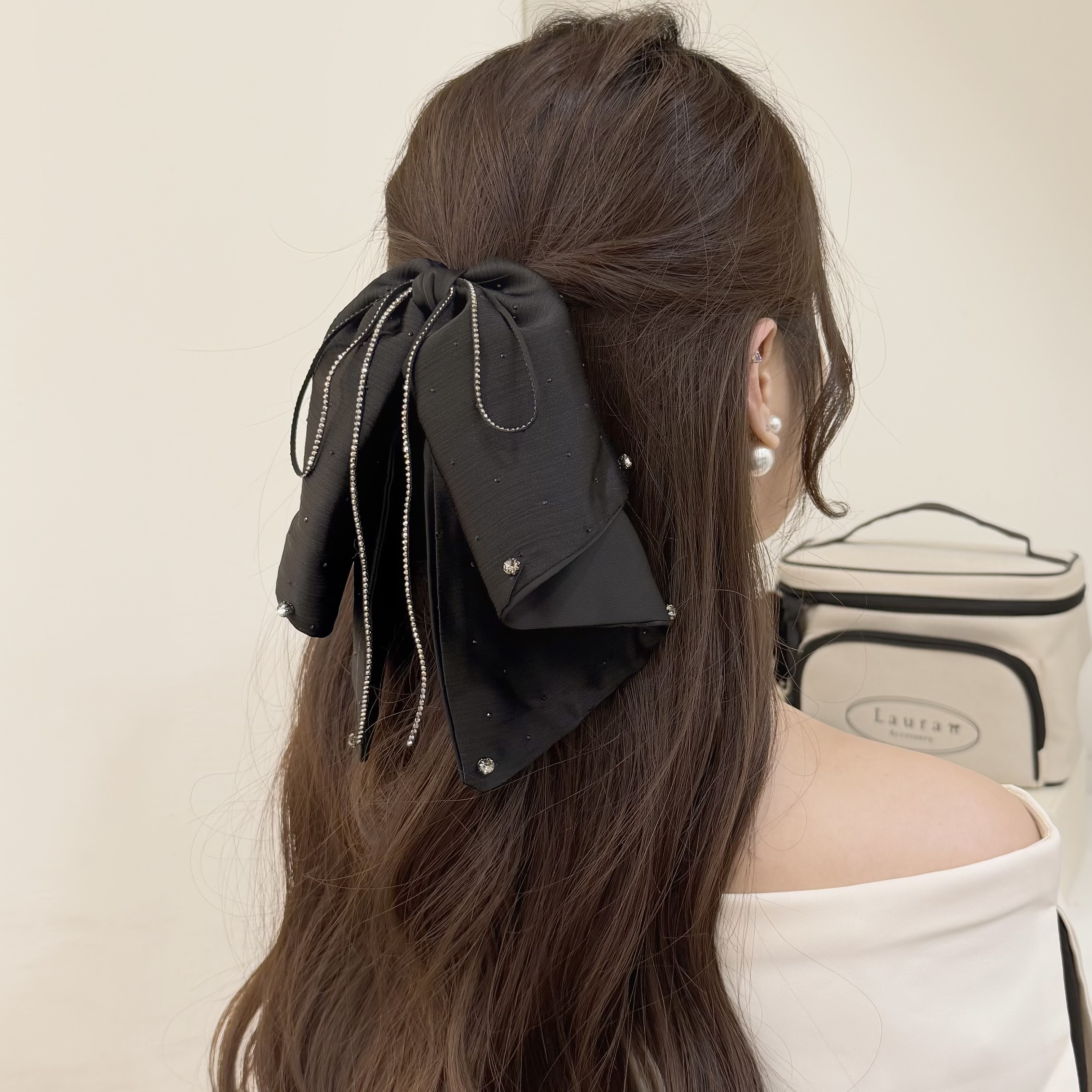 K265碎鑽滿天星斜紋蝴蝶結半頭夾