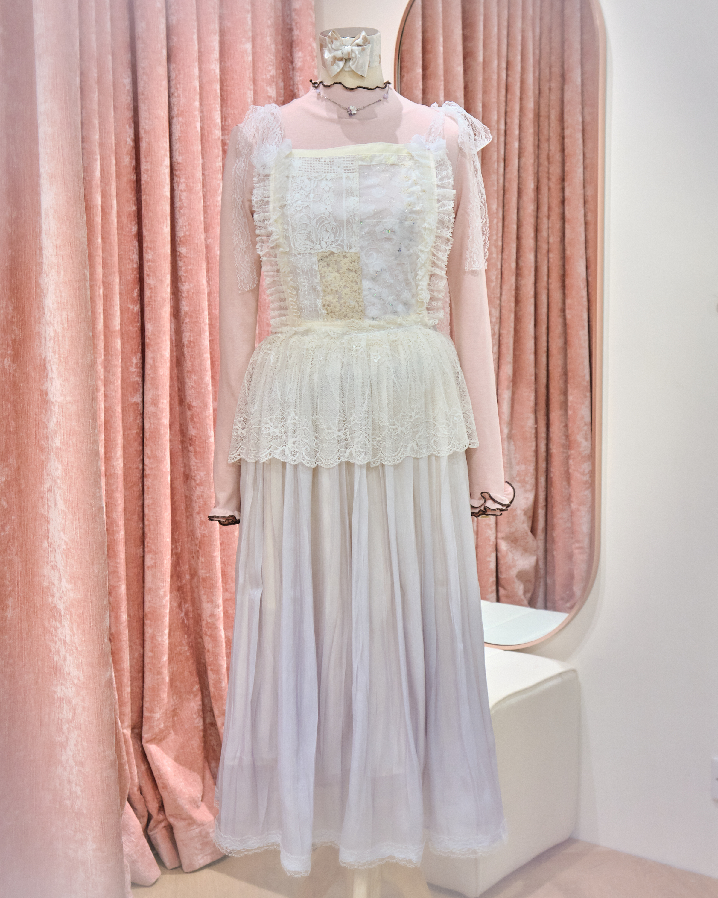 13112 Blueberry Cream Patchwork Diary Lace Camisole Dress