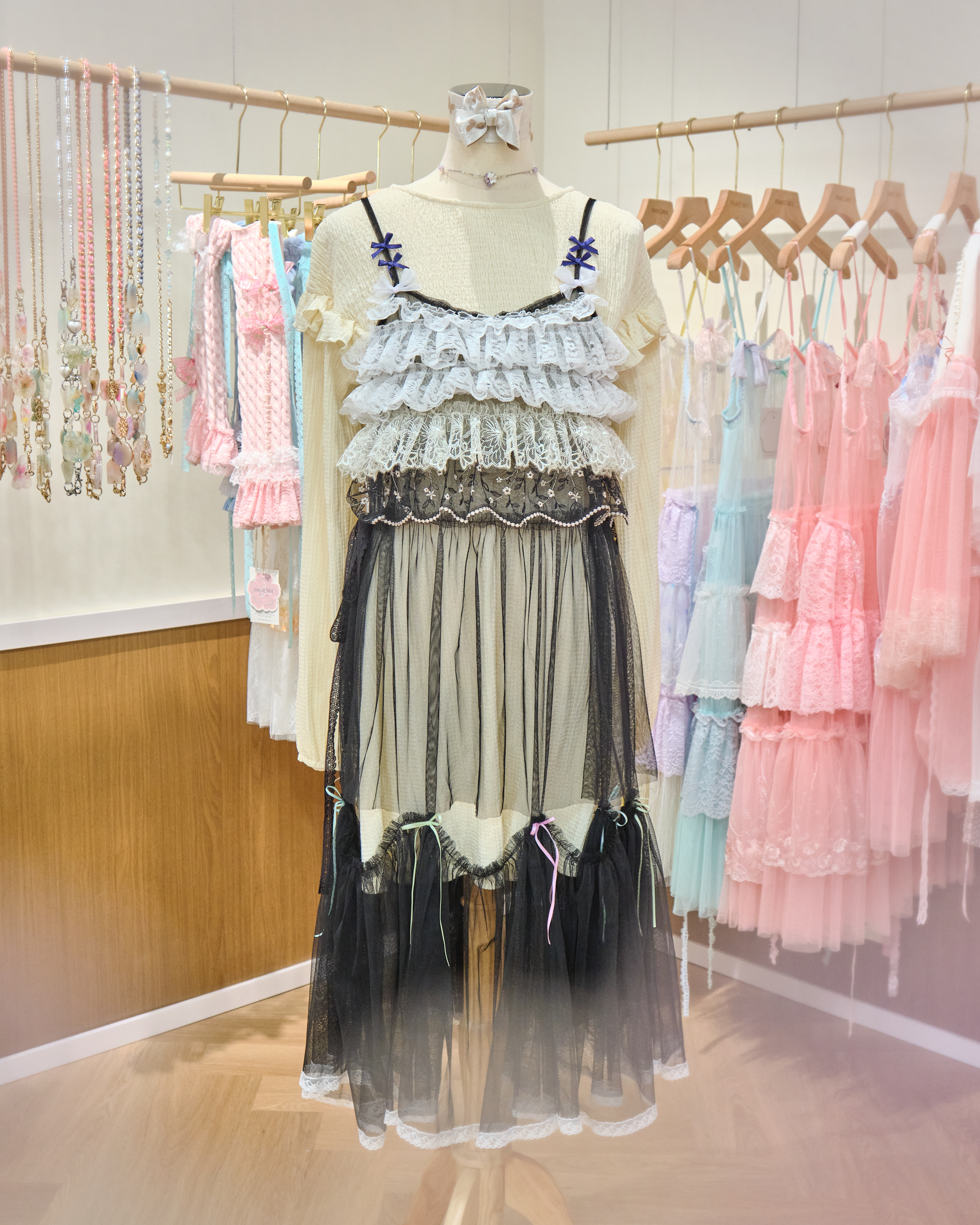 13110 Sakura Sugar Moonlight Lace Ruffle Tie-Strap Puff Dress