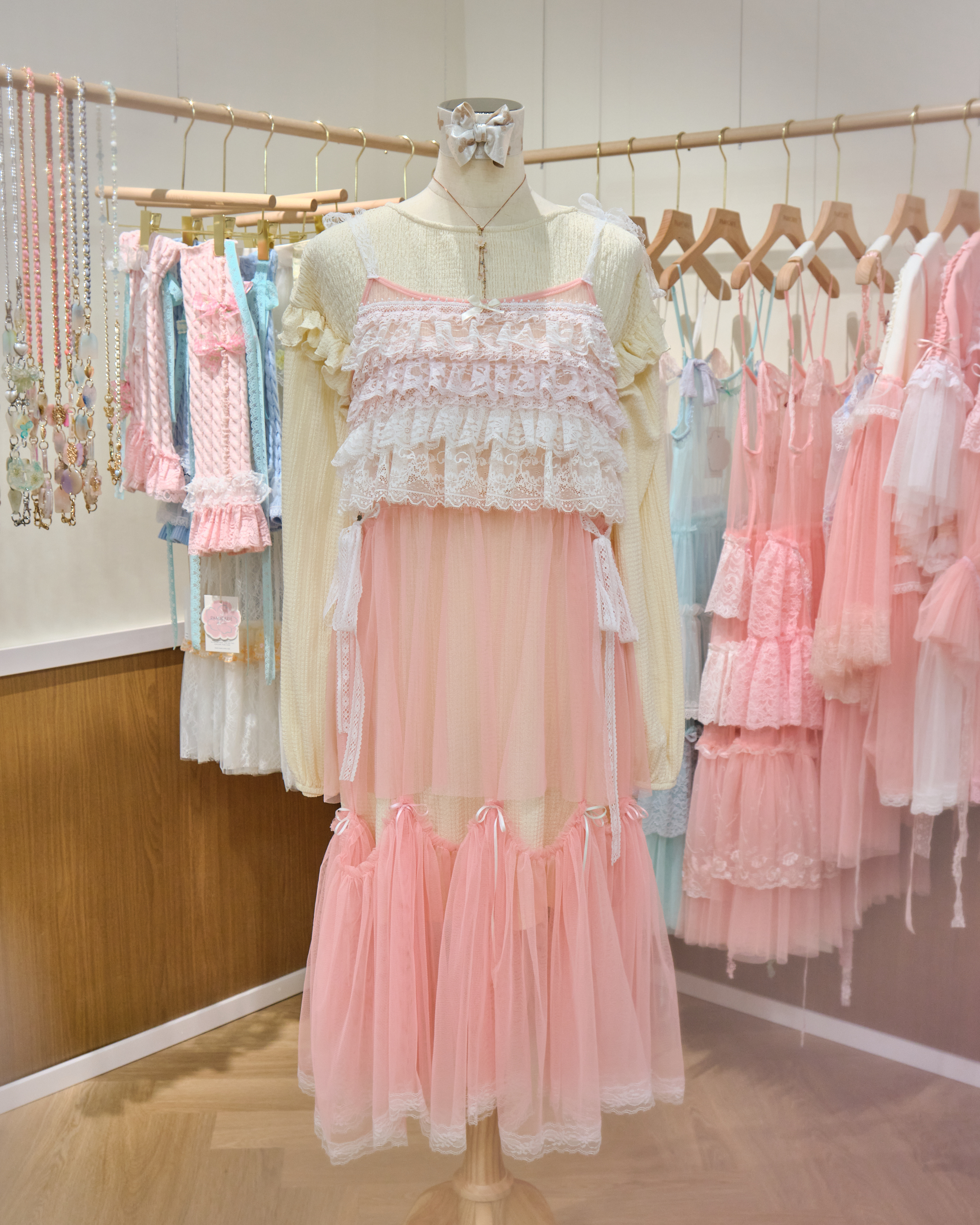 13104 Sakura Sugar Moonlight Lace Ruffle Tie-Strap Puff Dress