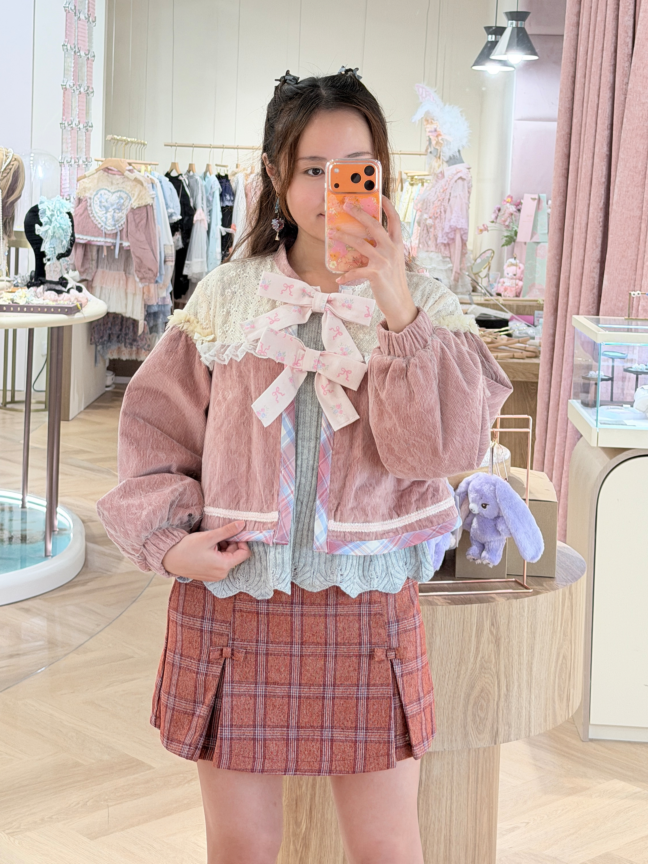 13098 Heartbeat Sakura Heart-Back Tweed Short Jacket