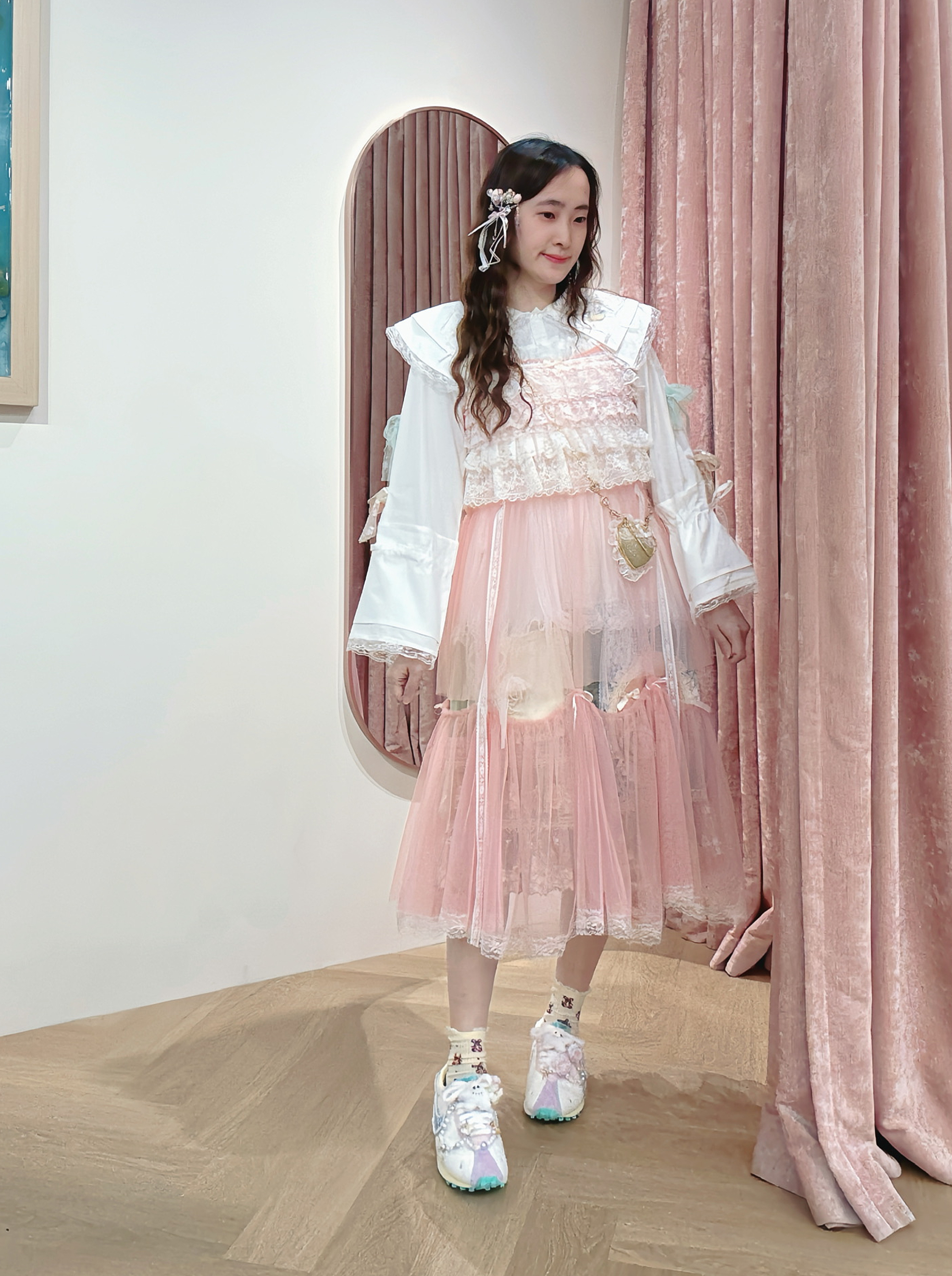 13104 Sakura Sugar Moonlight Lace Ruffle Tie-Strap Puff Dress