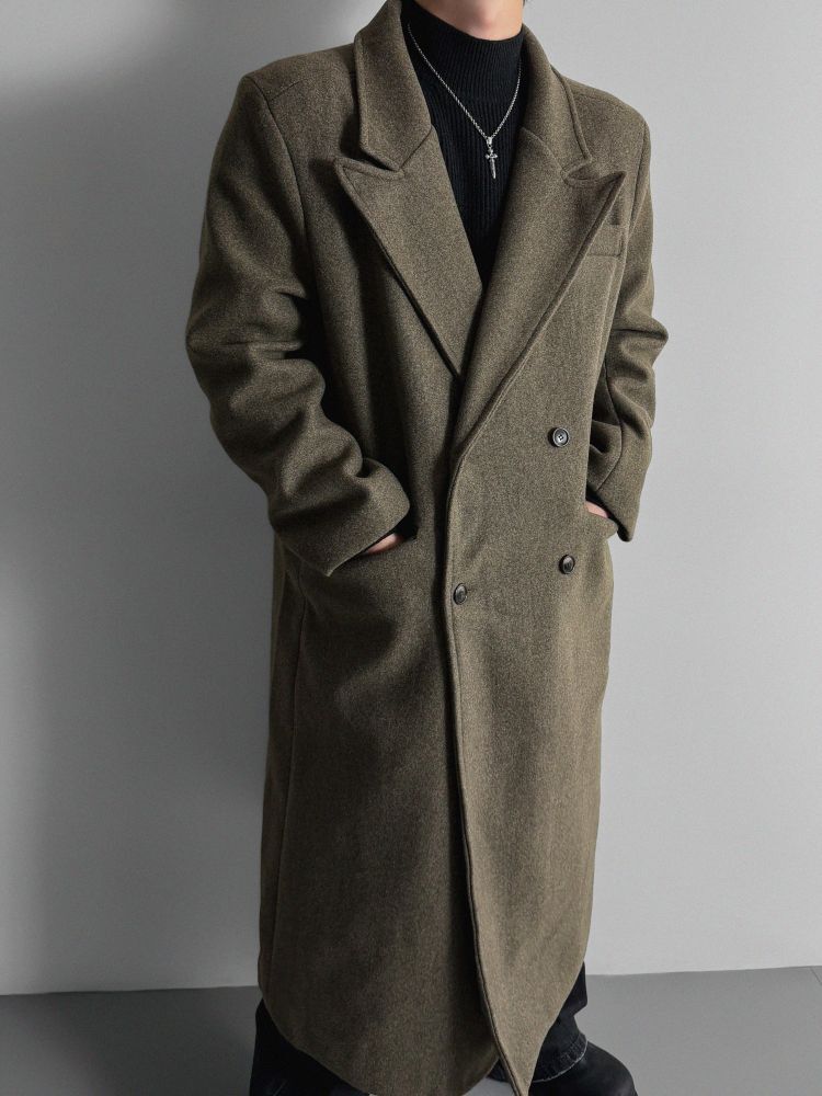 翻領雙排扣長大衣