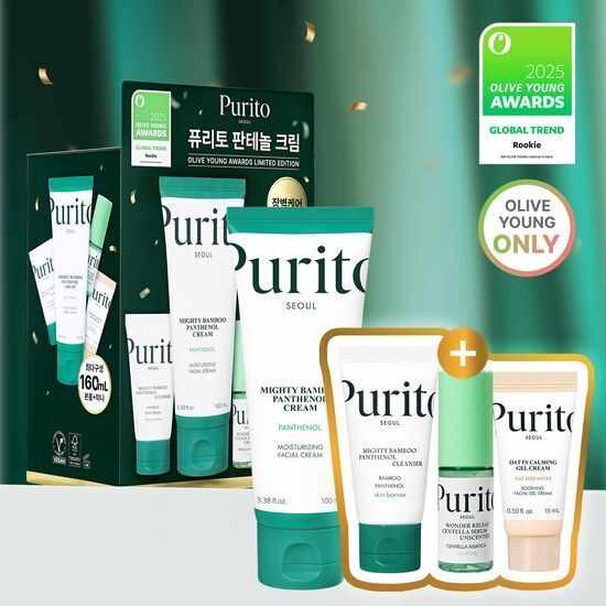 《Olive young連線》Purito Seoul Mighty Bamboo Panthenol Cream 100mL+15ml+15ml serum