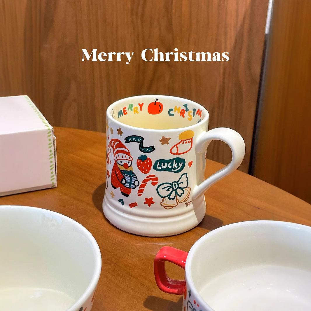 《6424》塗鴉風聖誕陶瓷馬克杯(370ML)
