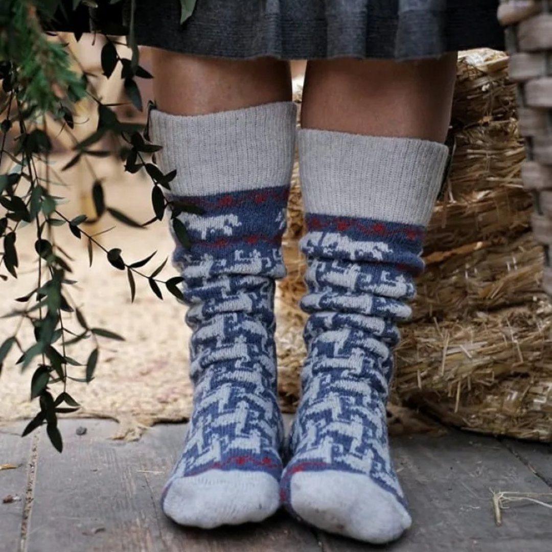 Öjbro Vantfabrik｜Ringdans｜歐布羅經典膝下長筒羊毛襪 - 圓舞系列