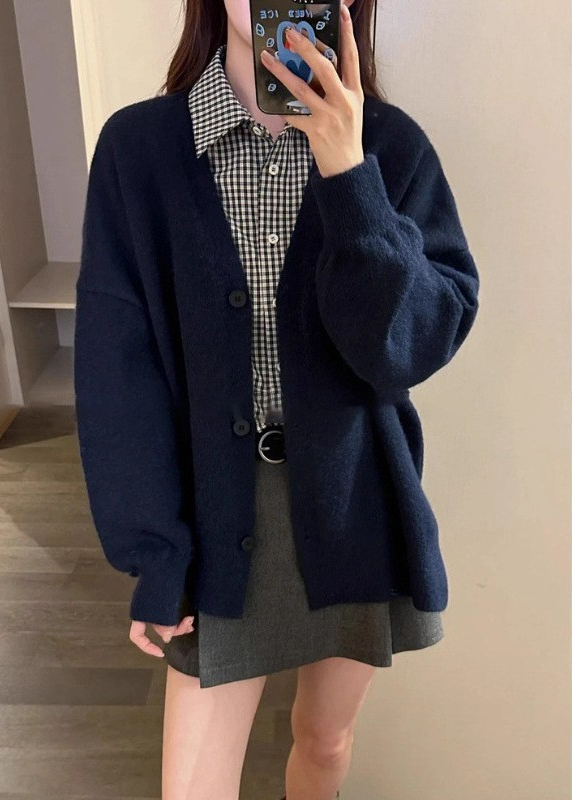 Youthful V-Neck College Knit Cardigan