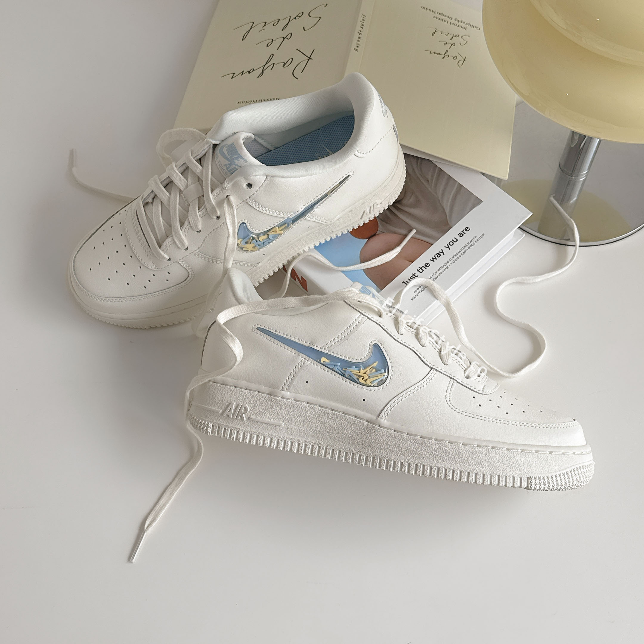 NIKE AIR FORCE 1 AF1 GS 果凍奶油流沙 天空藍 淡黃 透明SWOOSH  大童鞋 IM6697-141 / 預購