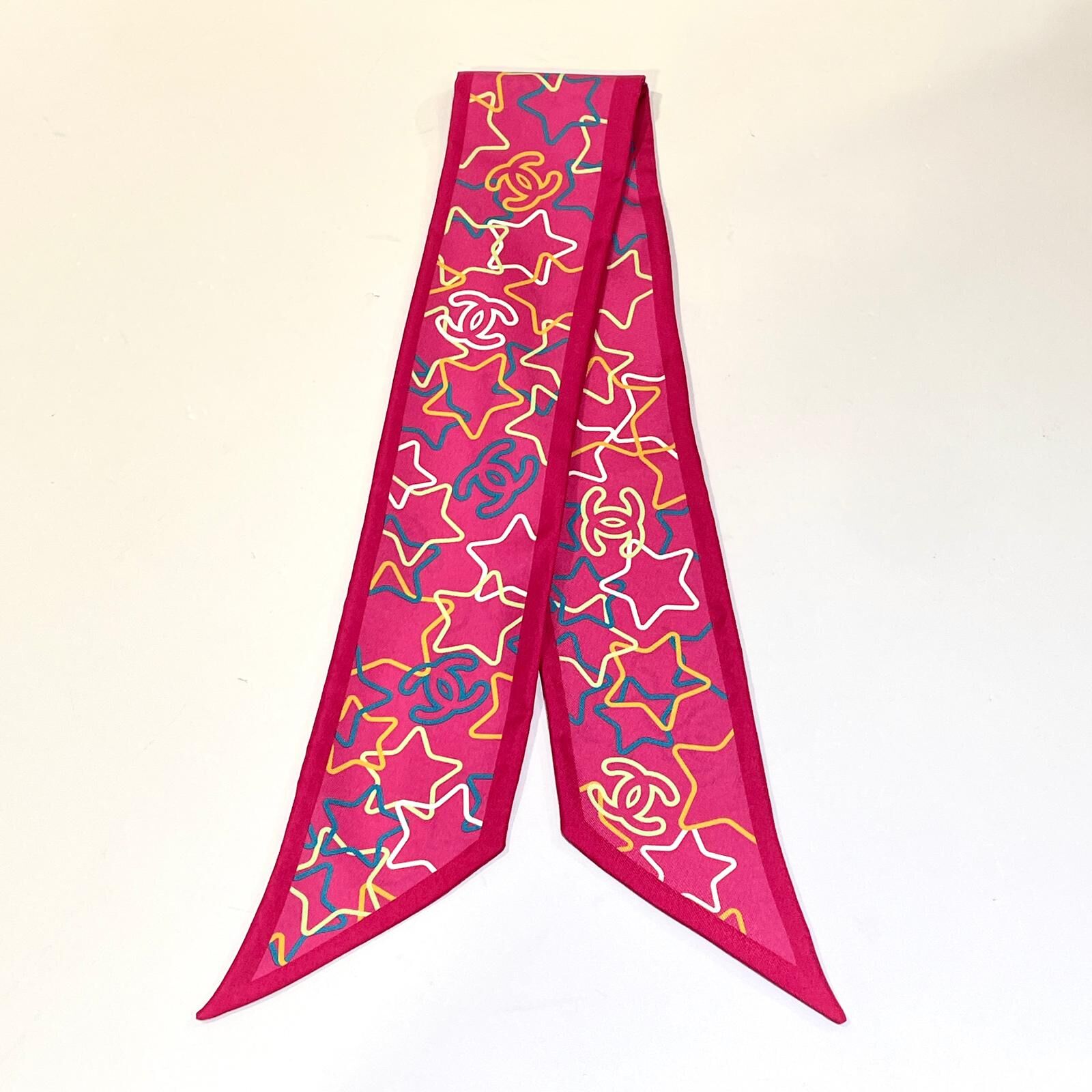 全新CHANEL TWILLY 絲巾髮飾套裝 粉色CC LOGO星星圖案 #BRAND NEW #香榭站正品