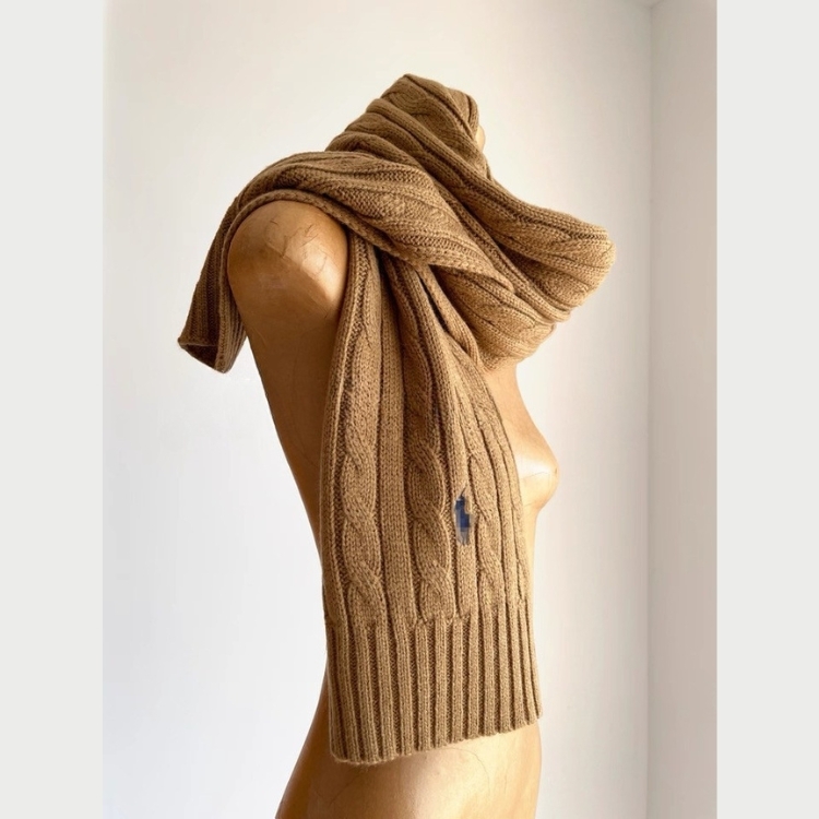 柔霧羊毛織紋圍巾