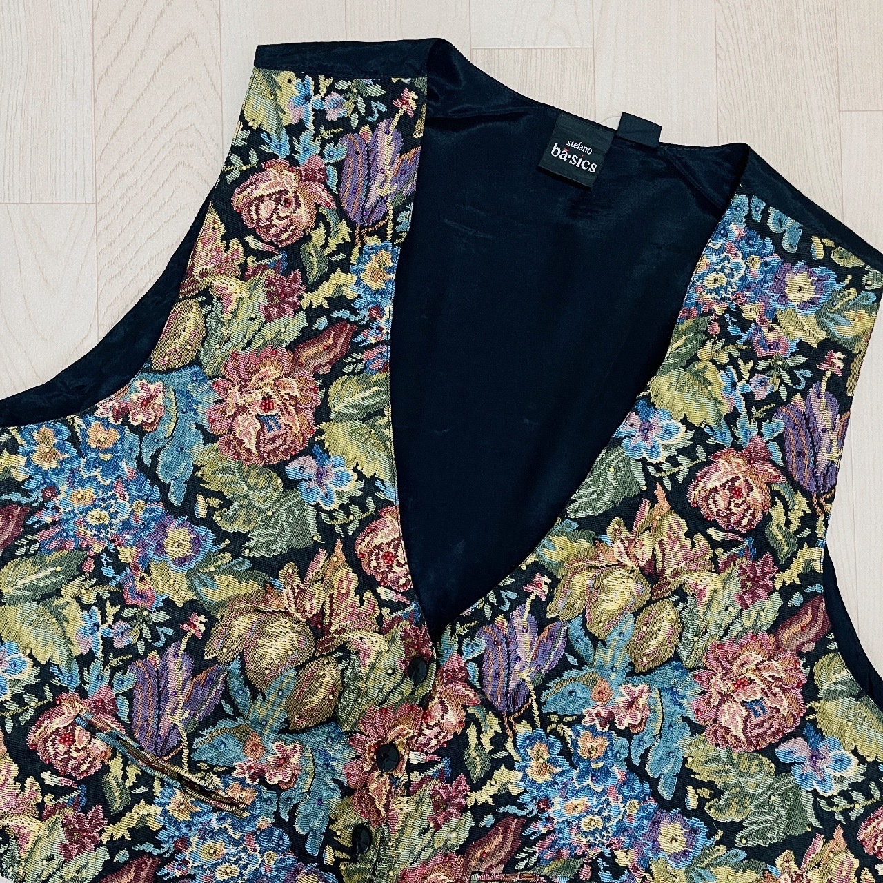 緹花布復古花卉馬甲