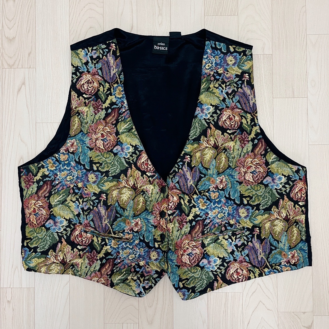 緹花布復古花卉馬甲