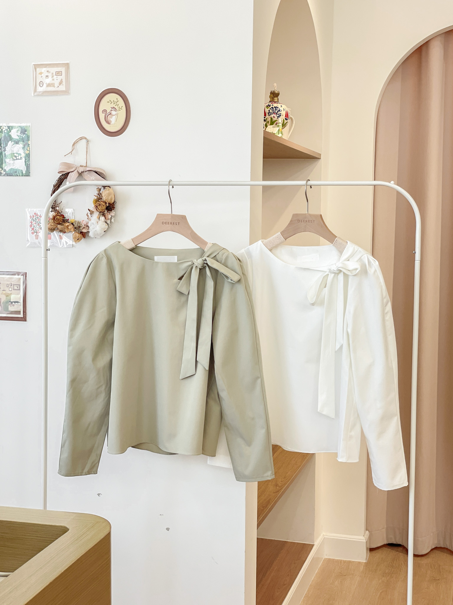 T1444 Mint Side Ribbon Blouse